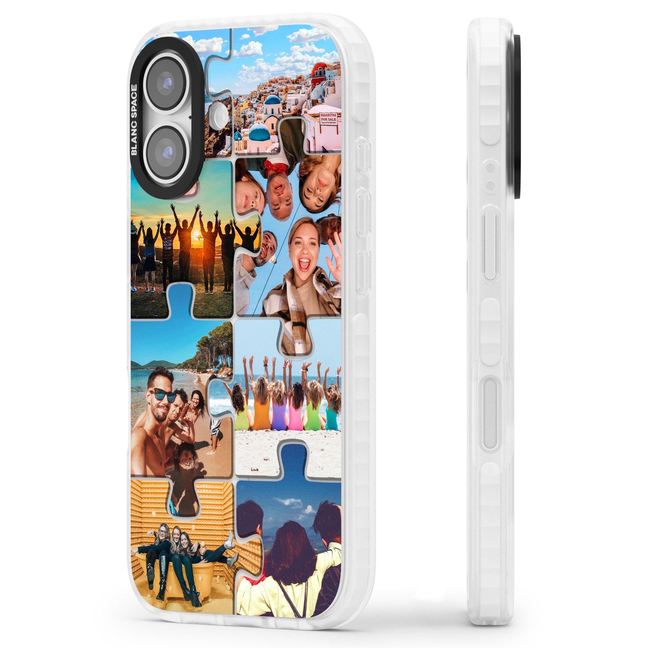 Personalised Jigsaw Photo Grid iPhone 17 Impact Clear Phone Case Side Profile