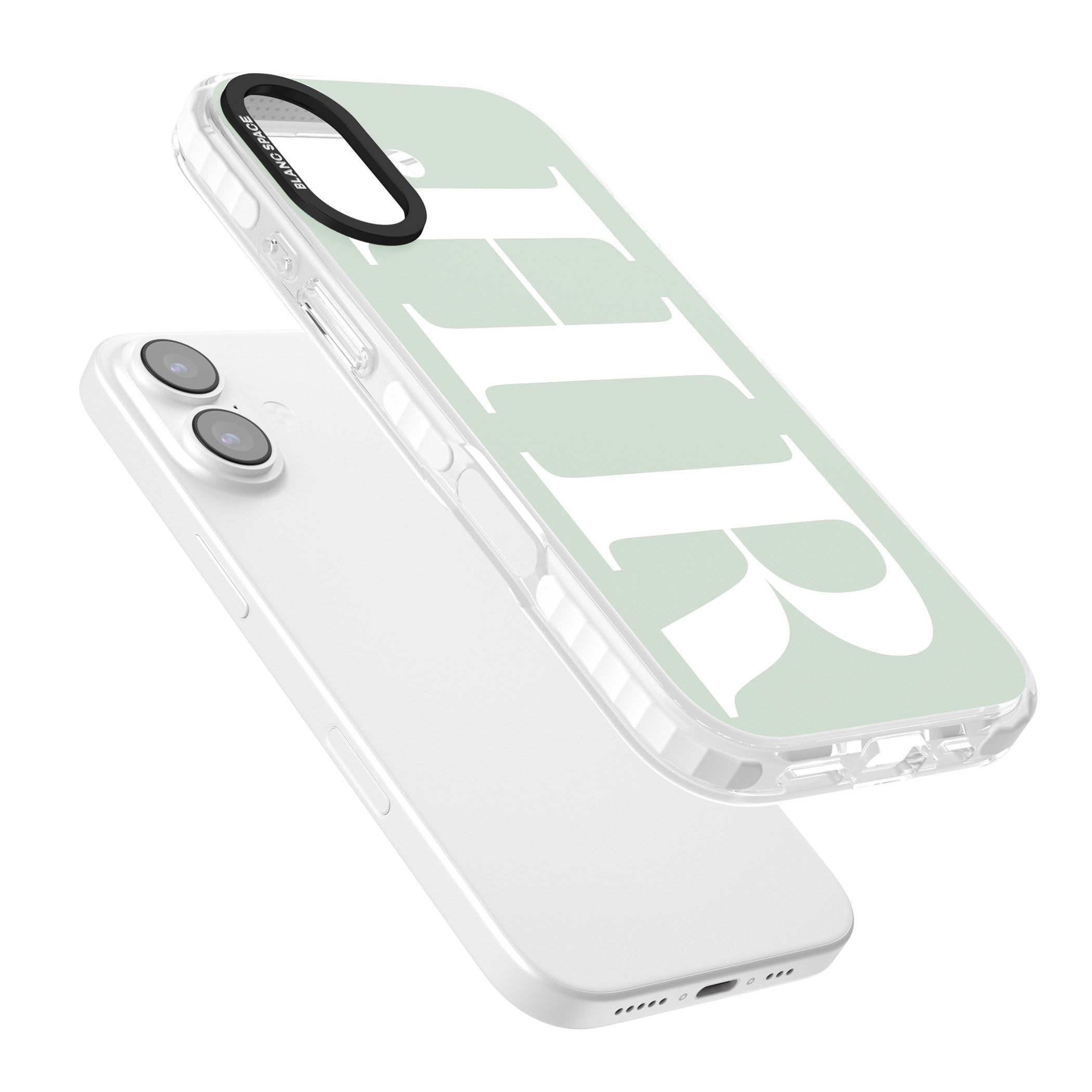 Personalised White & Seafoam Green Letters iPhone 17 Impact Clear Phone Case Colours