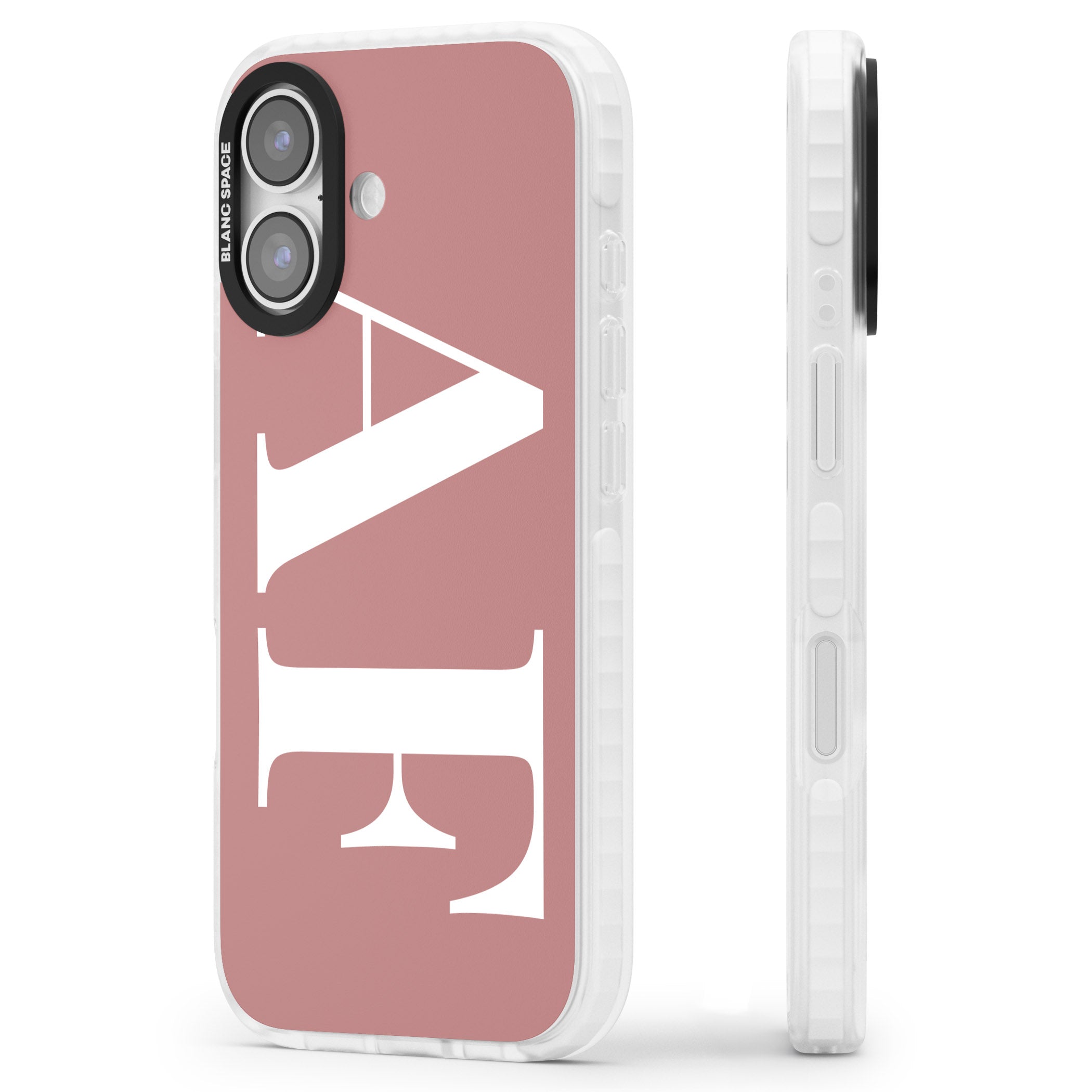 Personalised White & Rose Letters iPhone 17 Impact Clear Phone Case Side Profile