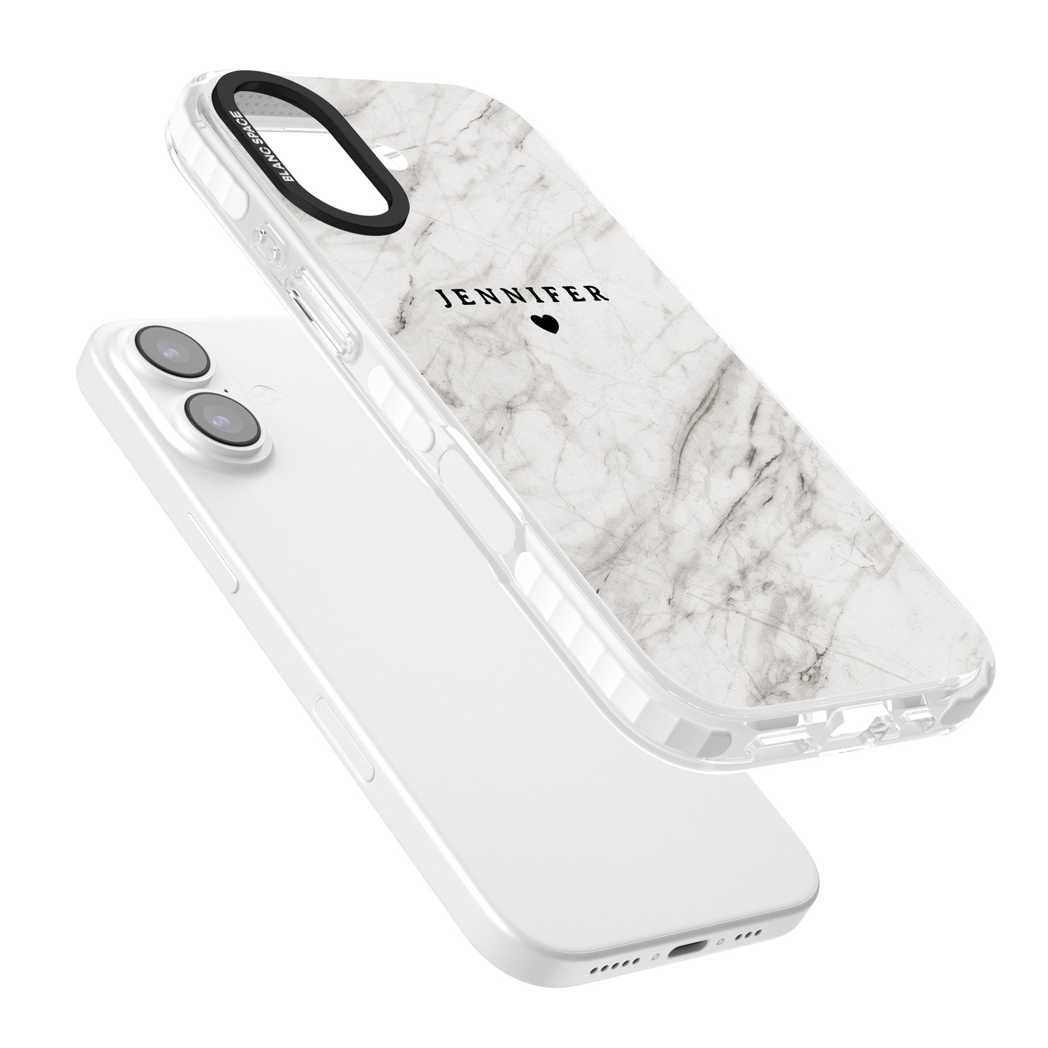 Personalised Light Grey Marble iPhone 17 Impact Clear Phone Case Colours