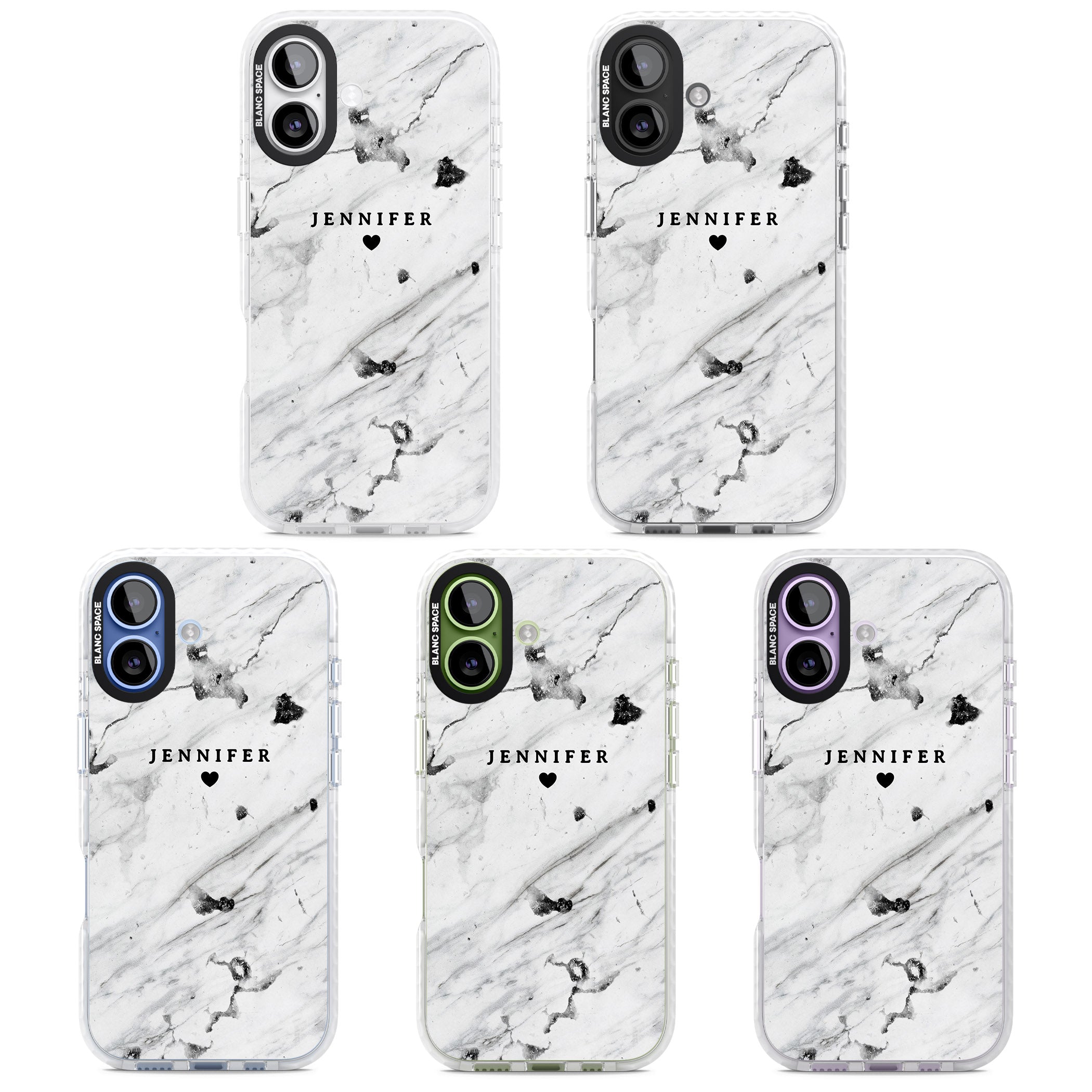 Personalised Marble Heart iPhone 17 Impact Clear Phone Case APT Impact Protection