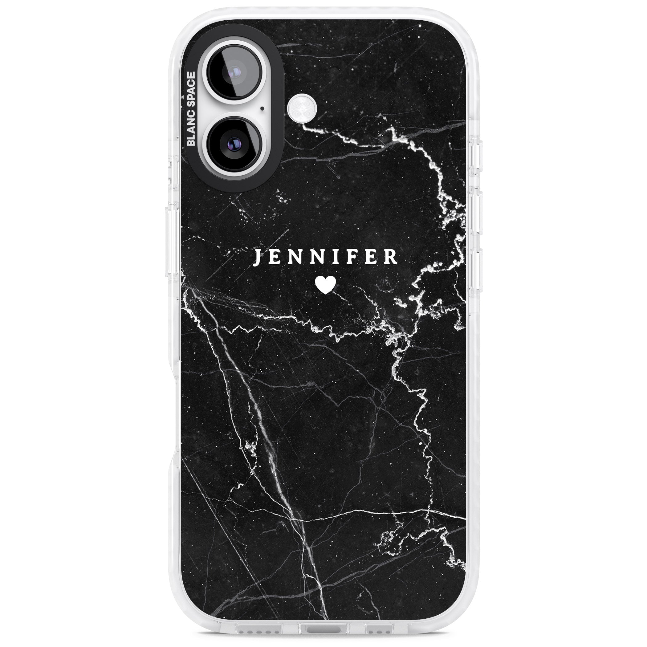 Personalised Black Marble iPhone 17 Impact Clear Phone Case