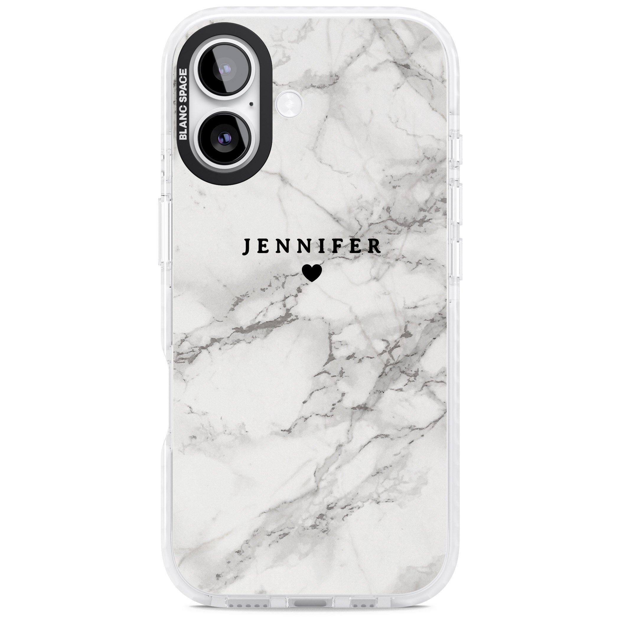Personalised Classic Grey Marble iPhone 17 Impact Clear Phone Case