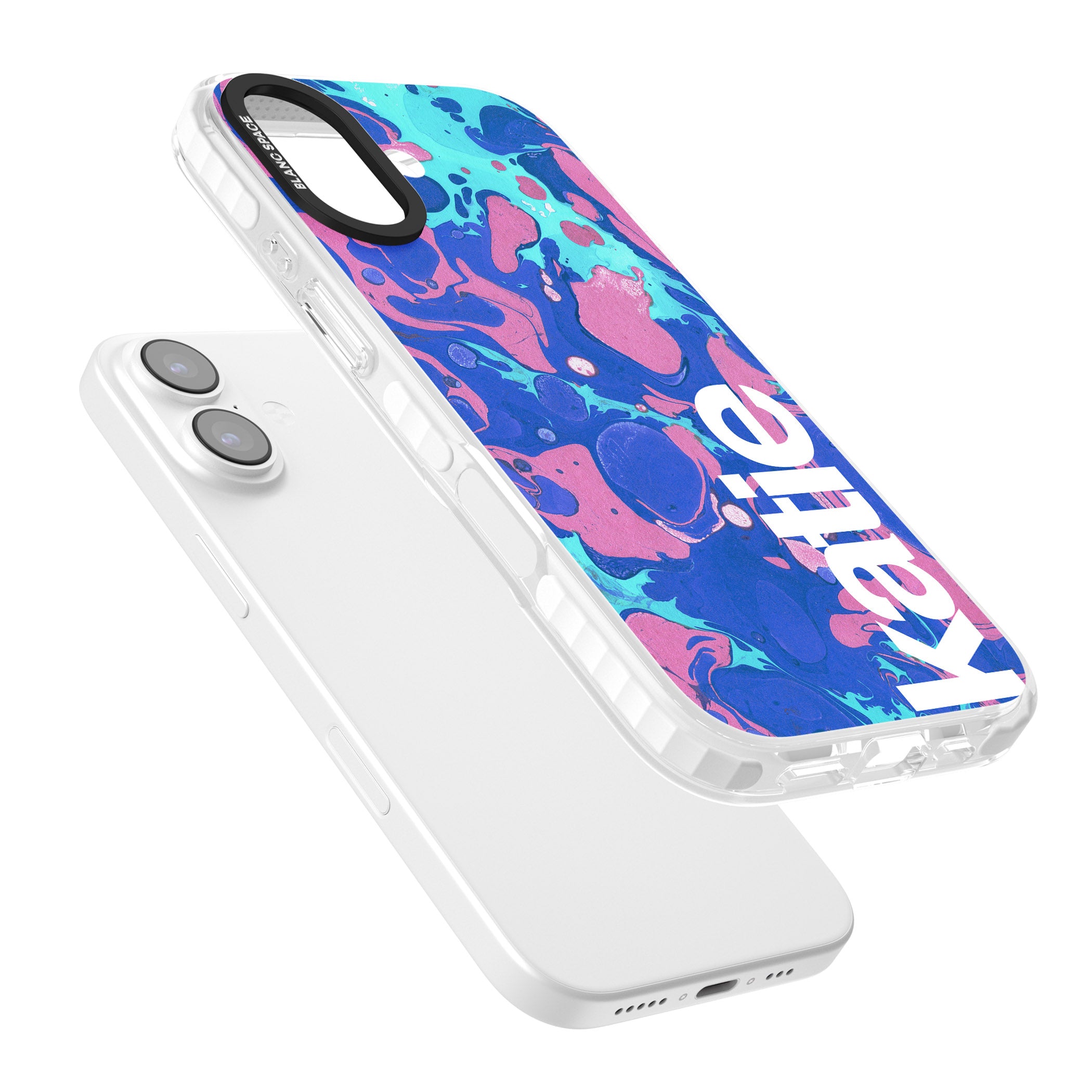 Personalised Navy & Turquoise Marbled iPhone 17 Impact Clear Phone Case Colours