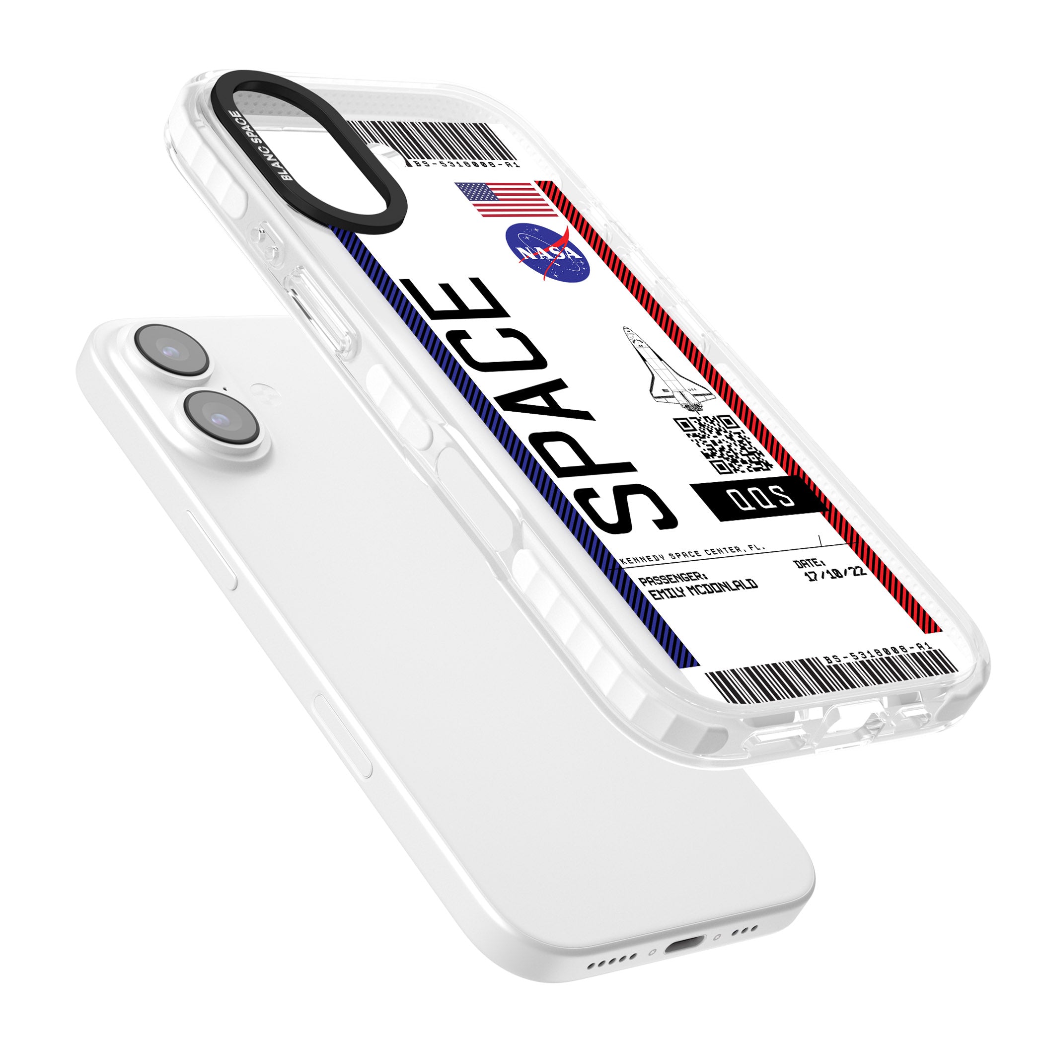 Personalised Nasa Boarding Pass (Light) iPhone 17 Impact Clear Phone Case Colours