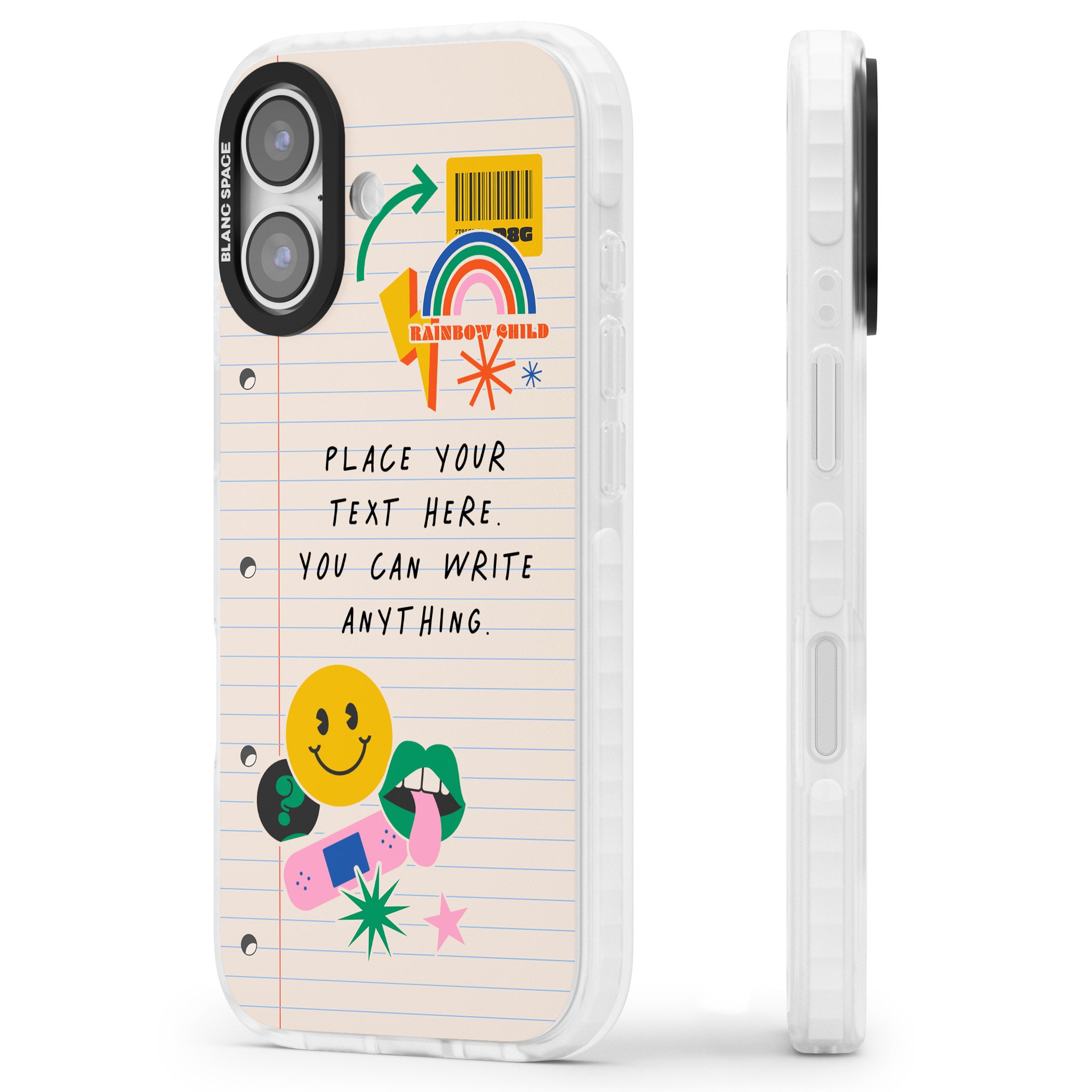 Personalised Retro Rainbow Fun iPhone 17 Impact Clear Phone Case Side Profile