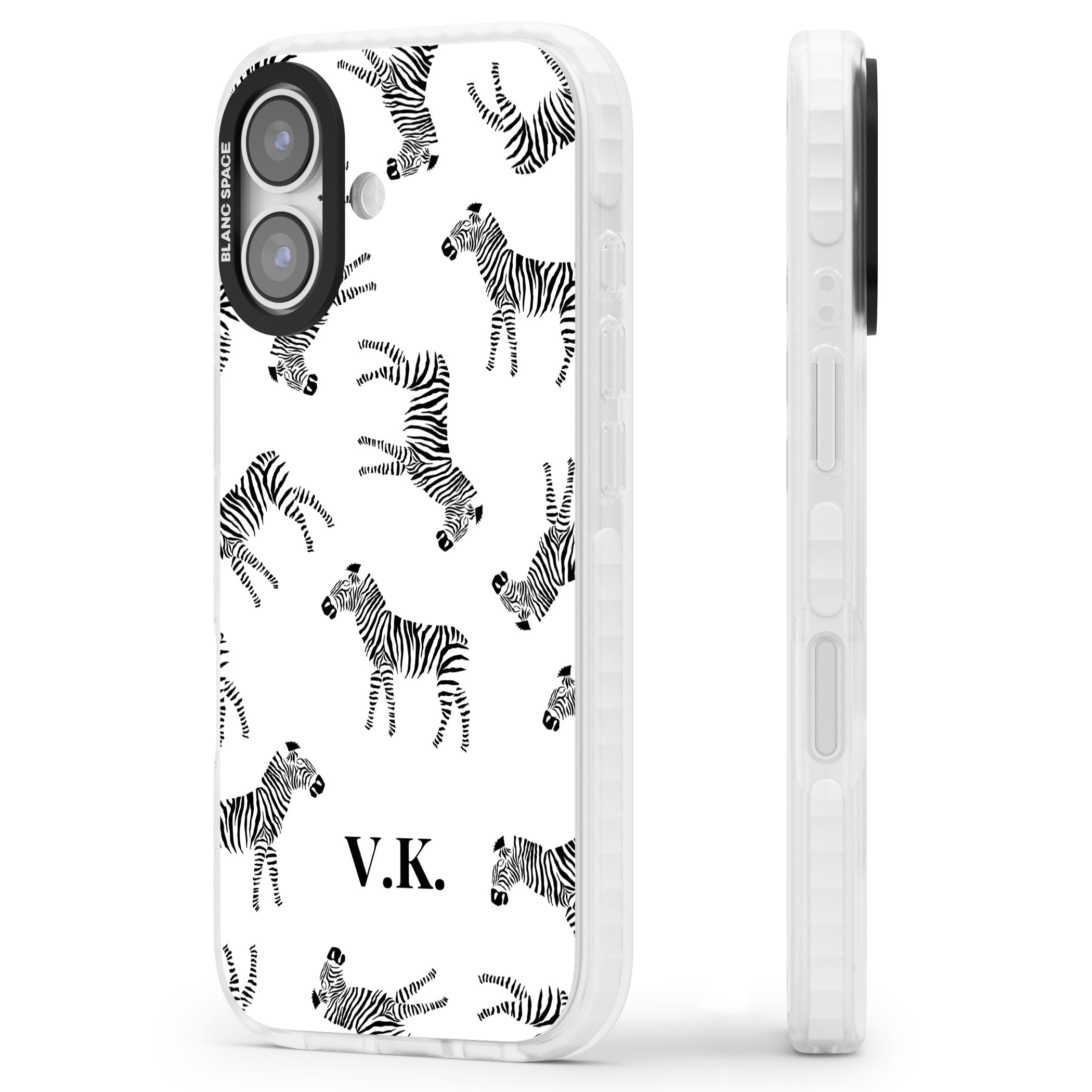 Personalised Zebra Pattern iPhone 17 Impact Clear Phone Case Side Profile