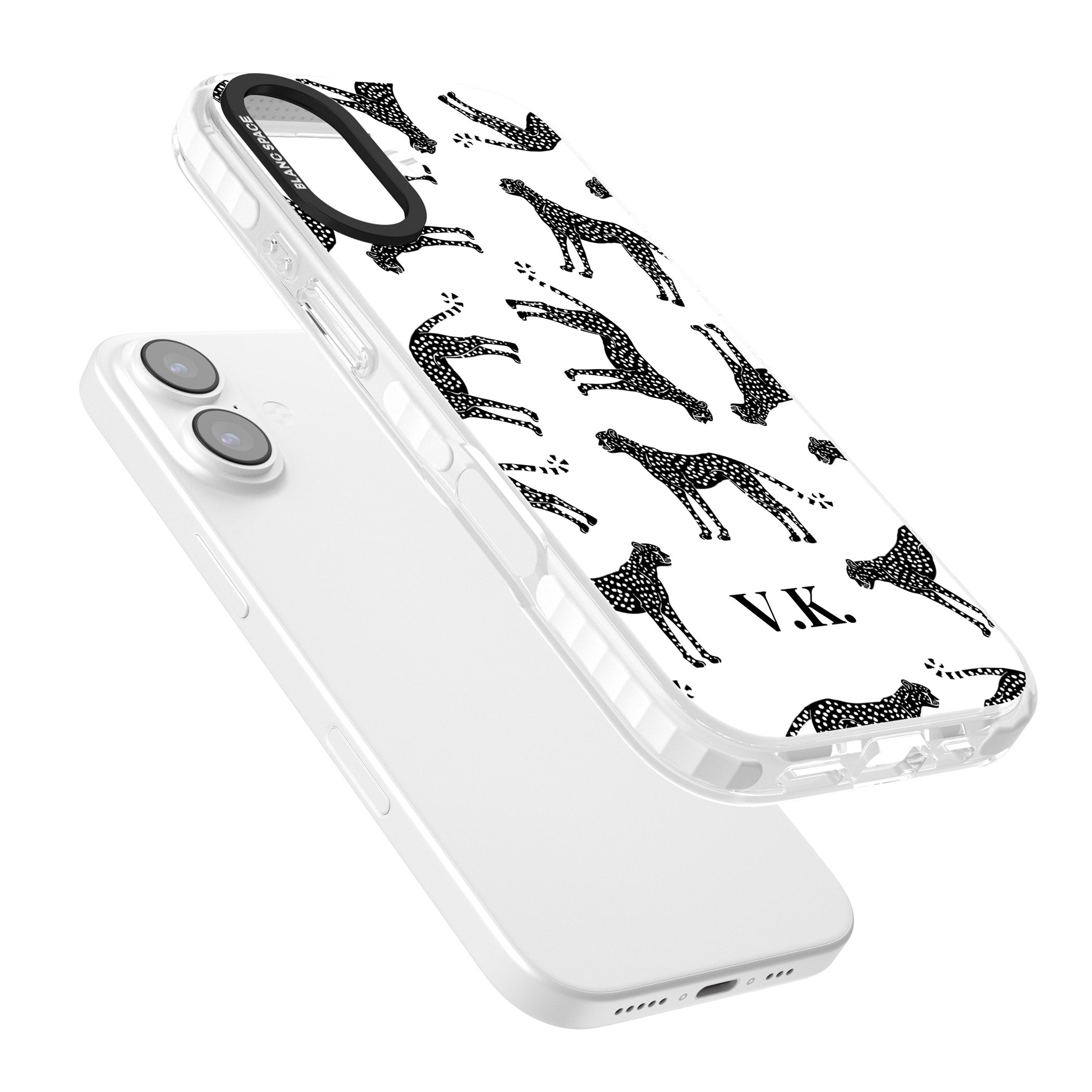 Personalised Black & White Cheetah Pattern iPhone 17 Impact Clear Phone Case Colours