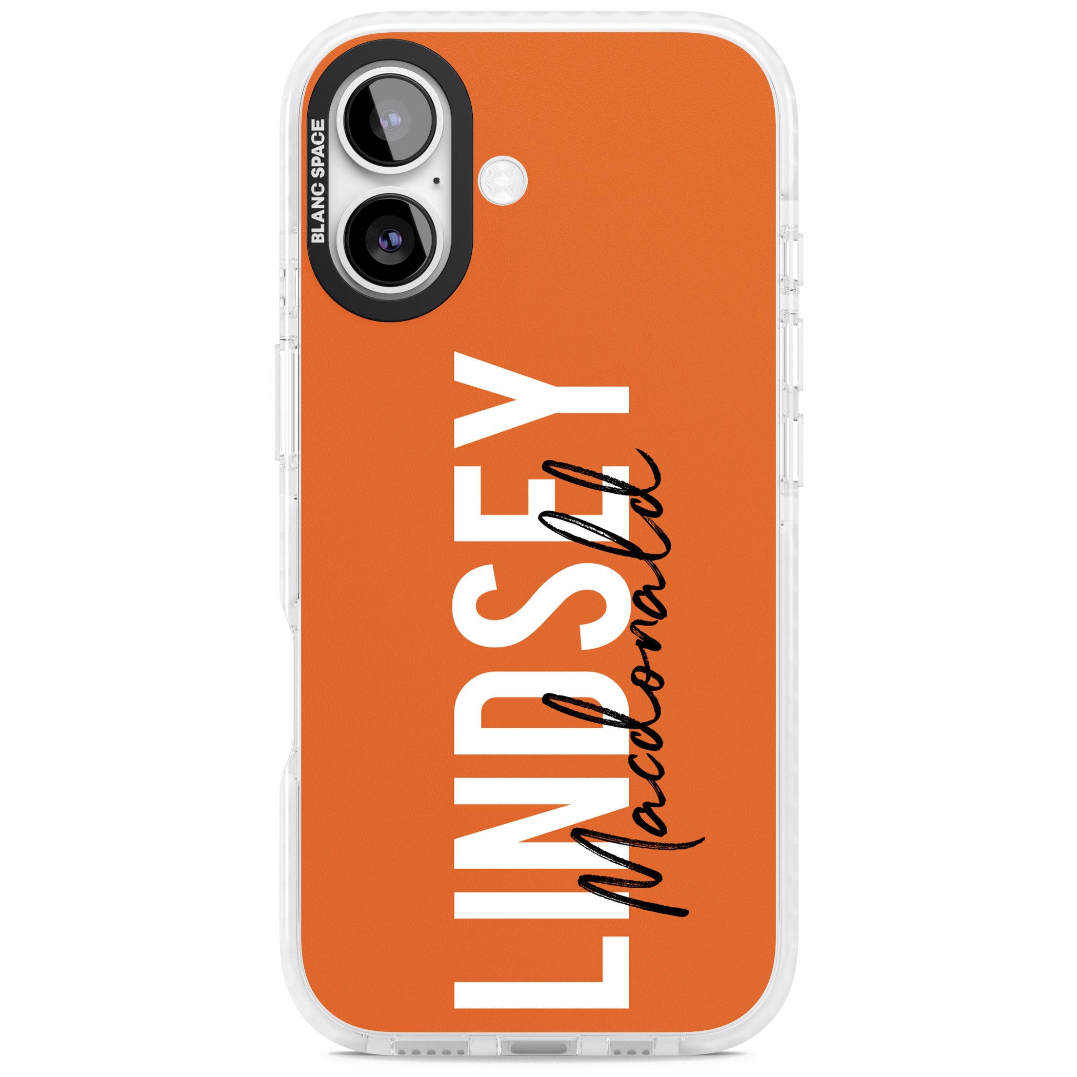 Personalised Bold Name: Orange iPhone 17 Impact Clear Phone Case