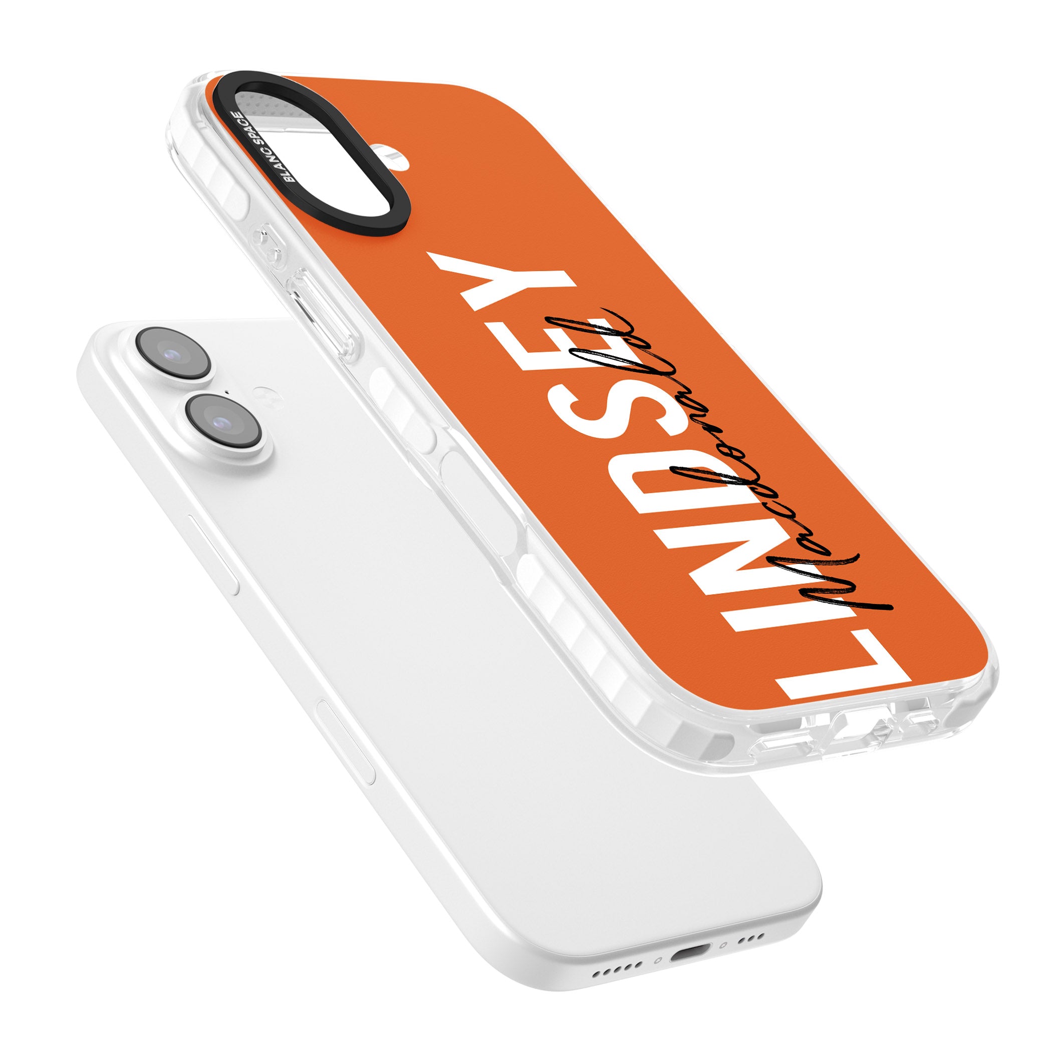 Personalised Bold Name: Orange iPhone 17 Impact Clear Phone Case Colours