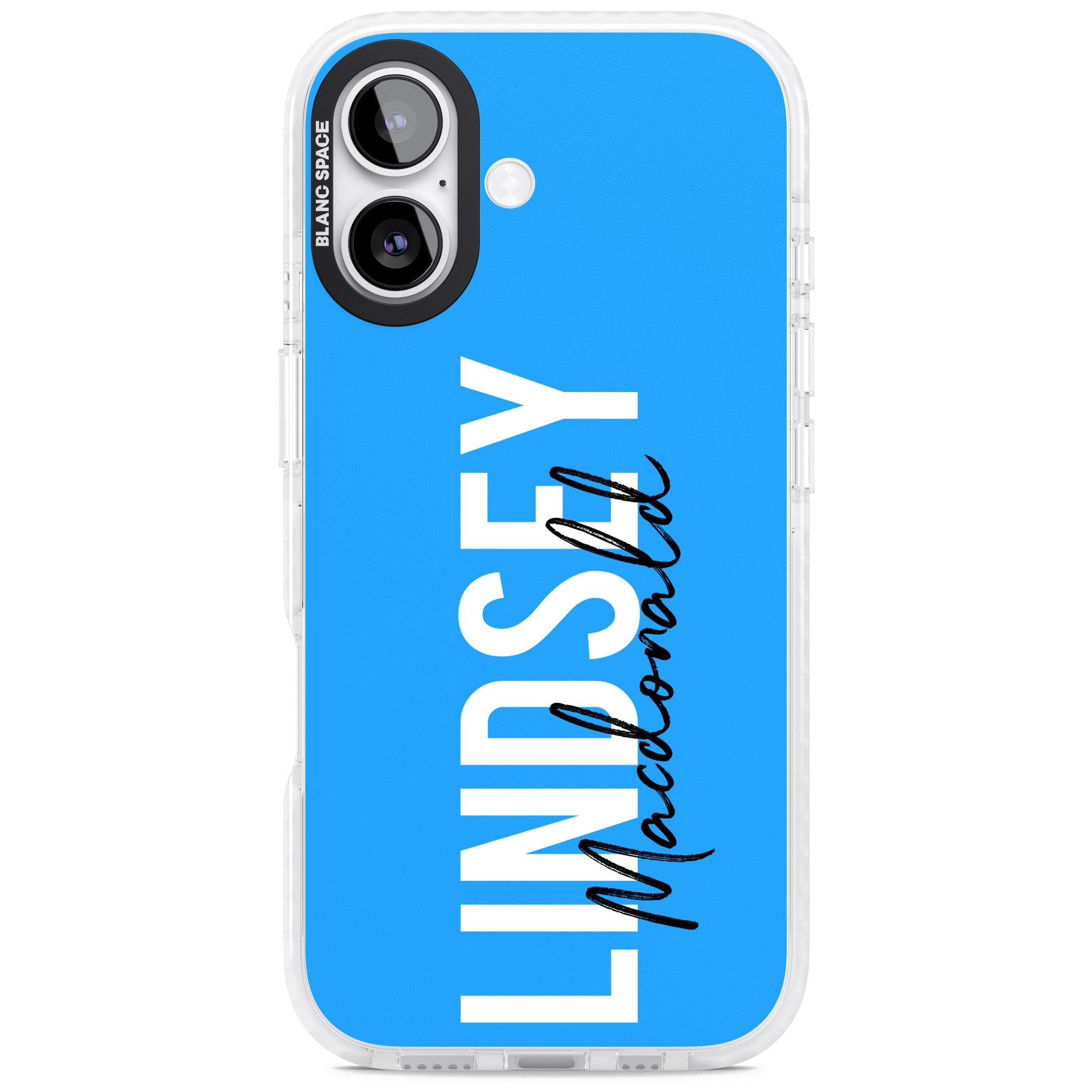 Personalised Bold Name: Blue iPhone 17 Impact Clear Phone Case