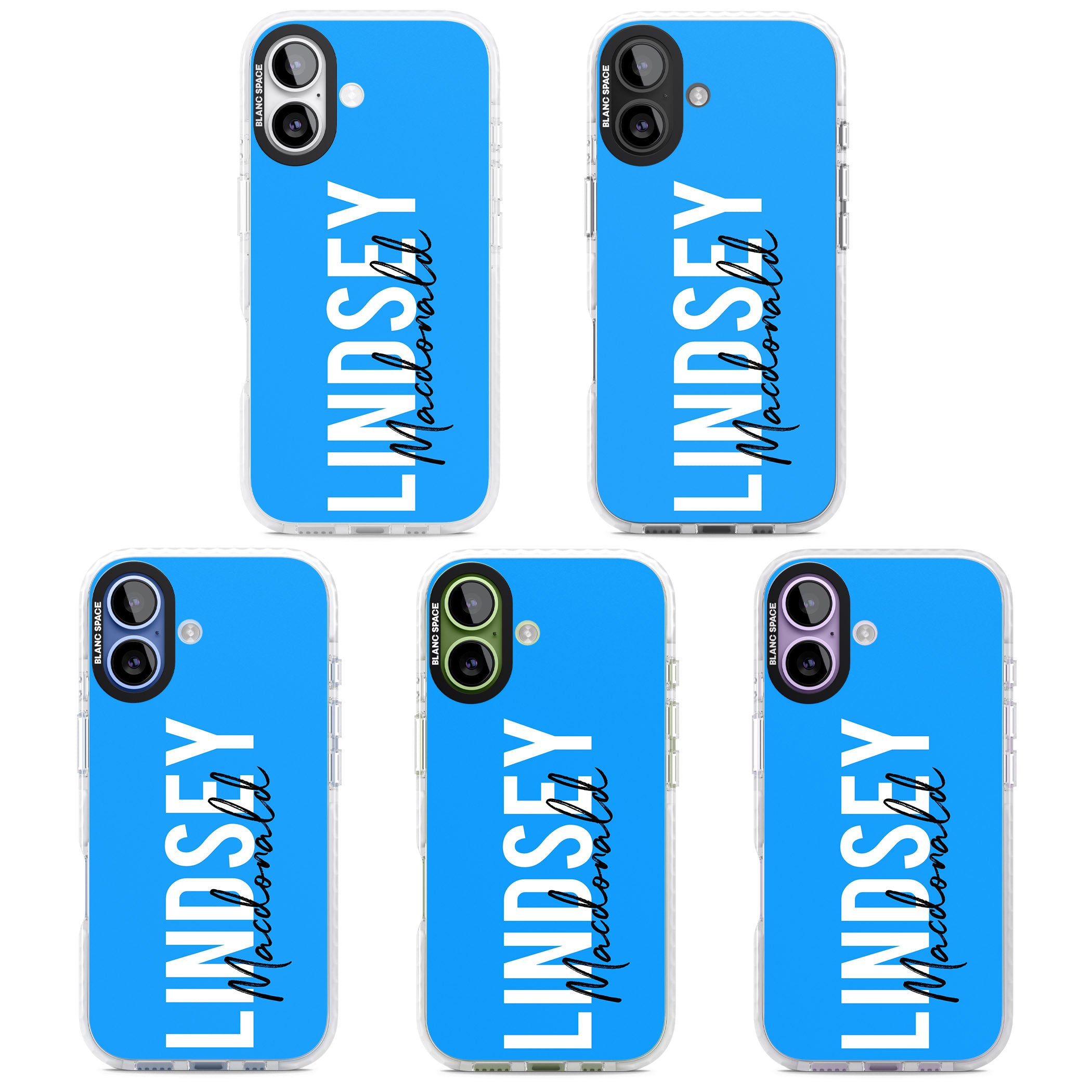 Personalised Bold Name: Blue iPhone 17 Impact Clear Phone Case APT Impact Protection