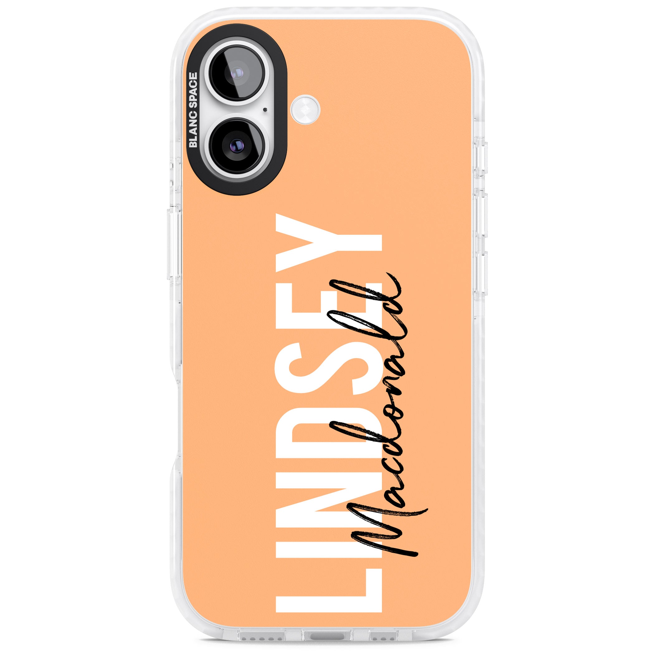 Personalised Bold Name: Peach iPhone 17 Impact Clear Phone Case