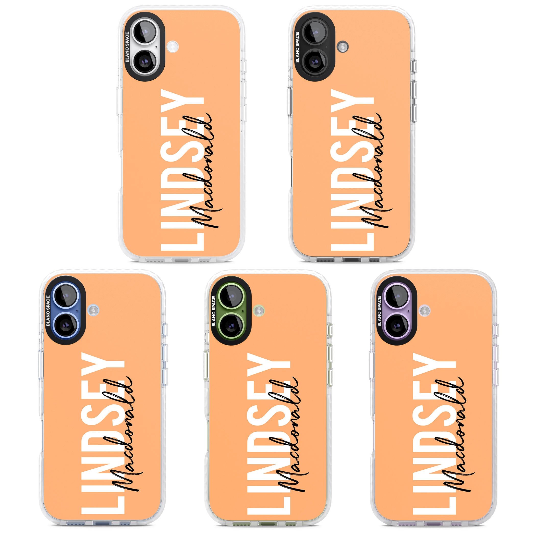 Personalised Bold Name: Peach iPhone 17 Impact Clear Phone Case APT Impact Protection