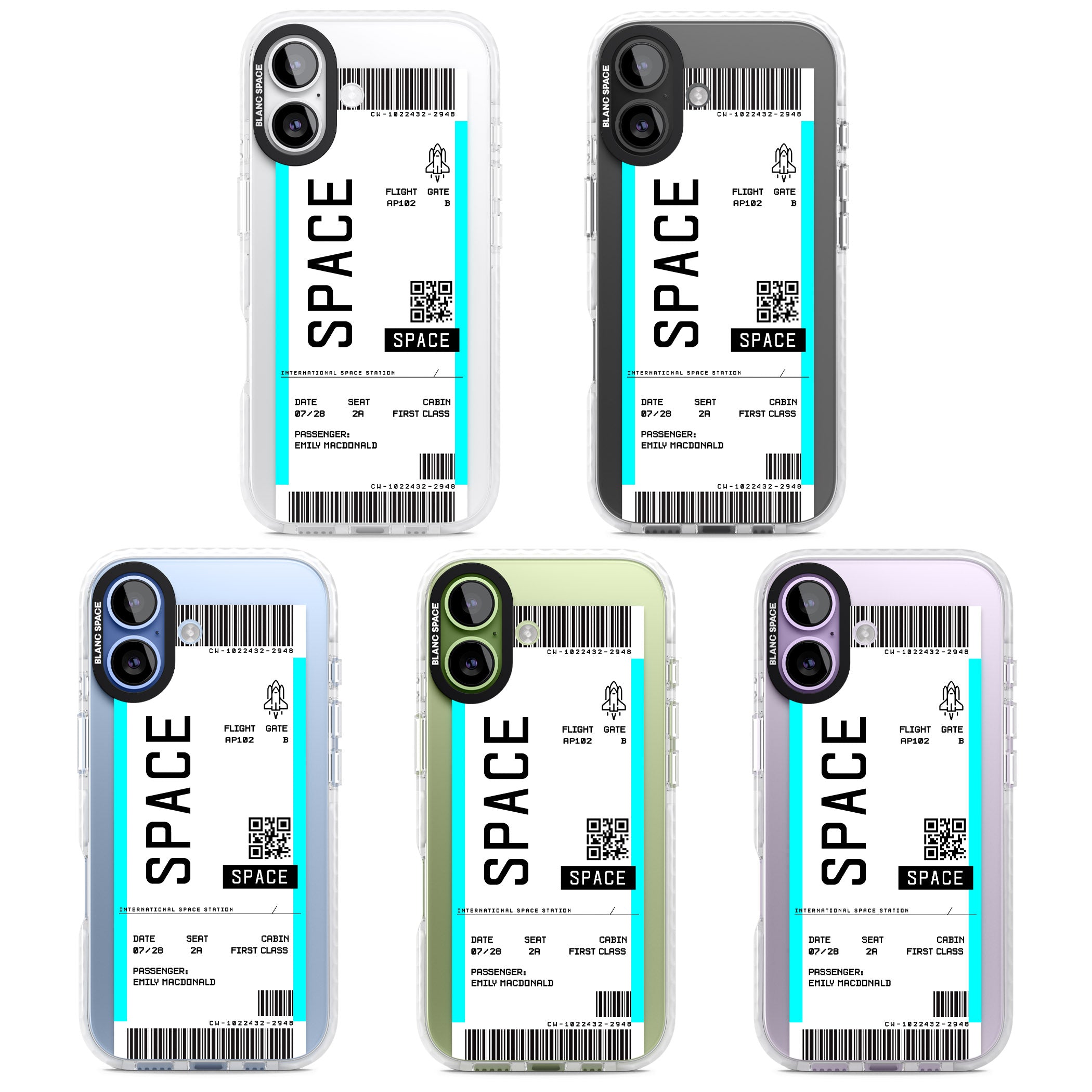 Personalised Space Travel Ticket iPhone 17 Impact Clear Phone Case APT Impact Protection
