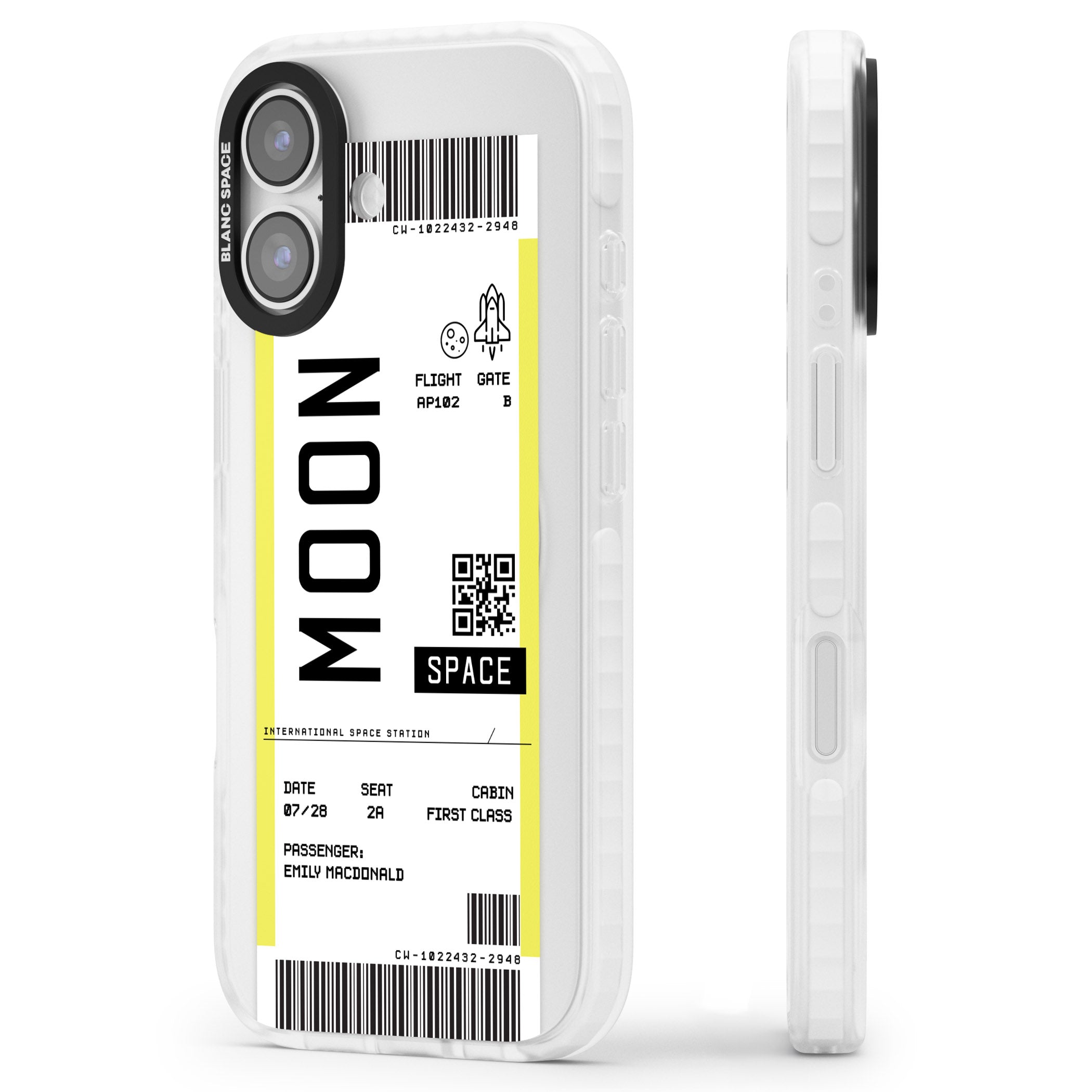 Personalised Moon Travel Ticket iPhone 17 Impact Clear Phone Case Side Profile