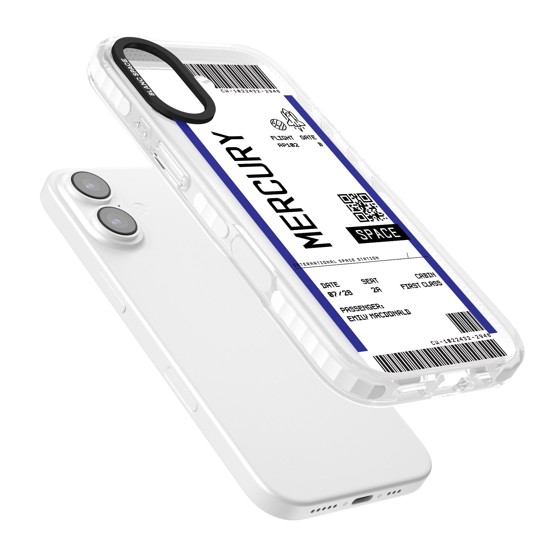 Personalised Mercury Travel Ticket iPhone 17 Impact Clear Phone Case Colours