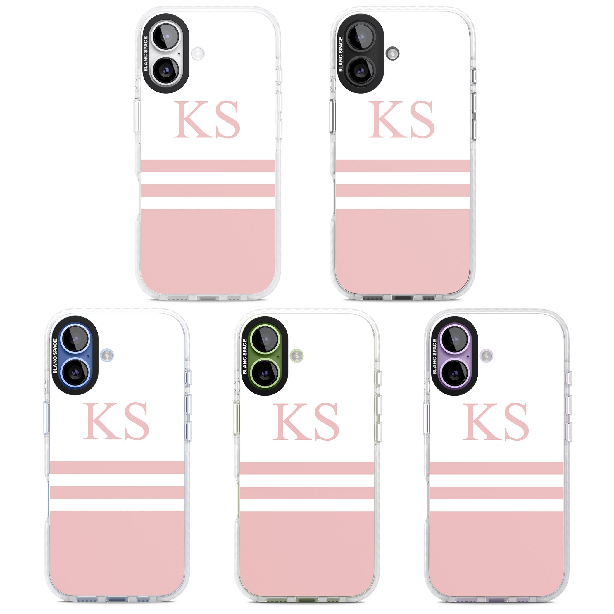 Personalised Pink Stripes & Initials iPhone 17 Impact Clear Phone Case APT Impact Protection
