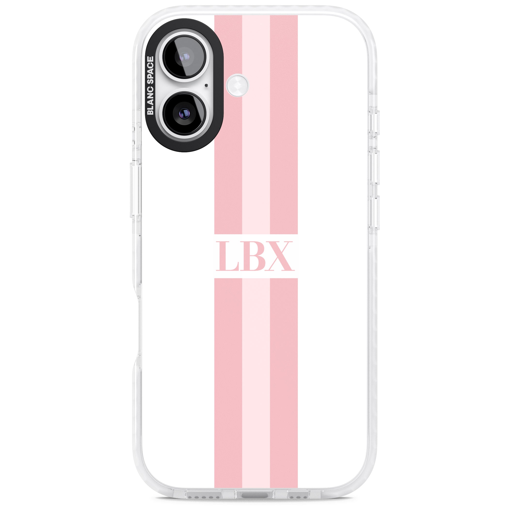 Personalised Minimal Pink Stripe iPhone 17 Impact Clear Phone Case