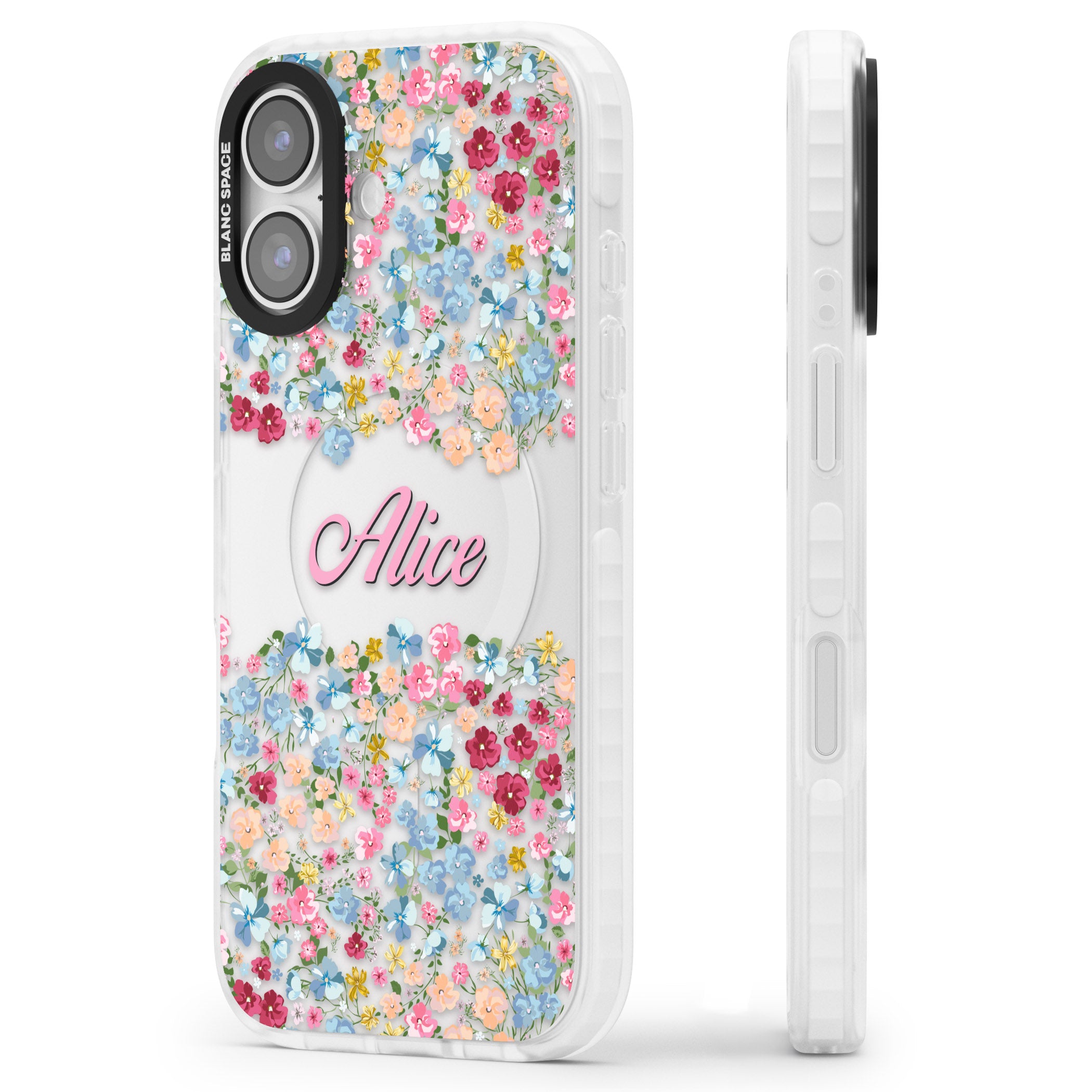 Personalised Venetian Meadow iPhone 17 Impact Clear Phone Case Side Profile
