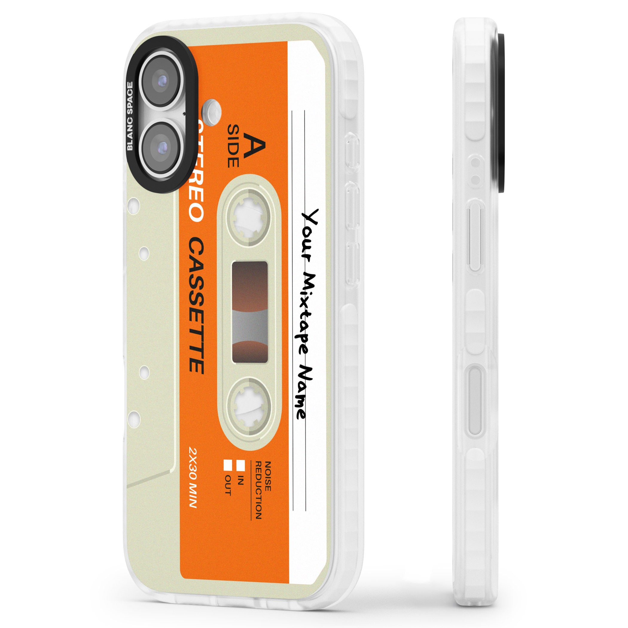 Personalised Retro Cassette Classic iPhone 17 Impact Clear Phone Case Side Profile