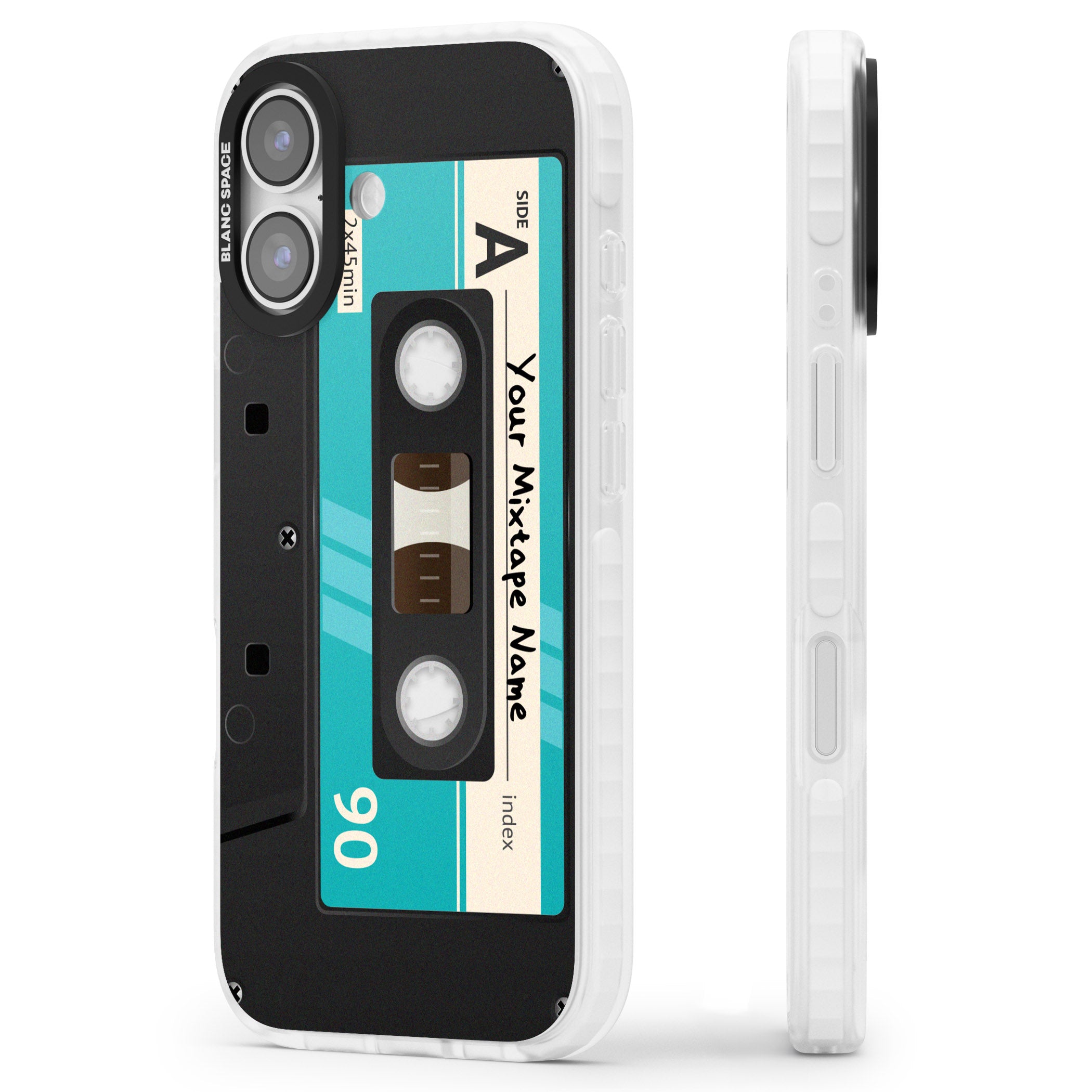 Personalised Retro Mixtape Dark iPhone 17 Impact Clear Phone Case Side Profile