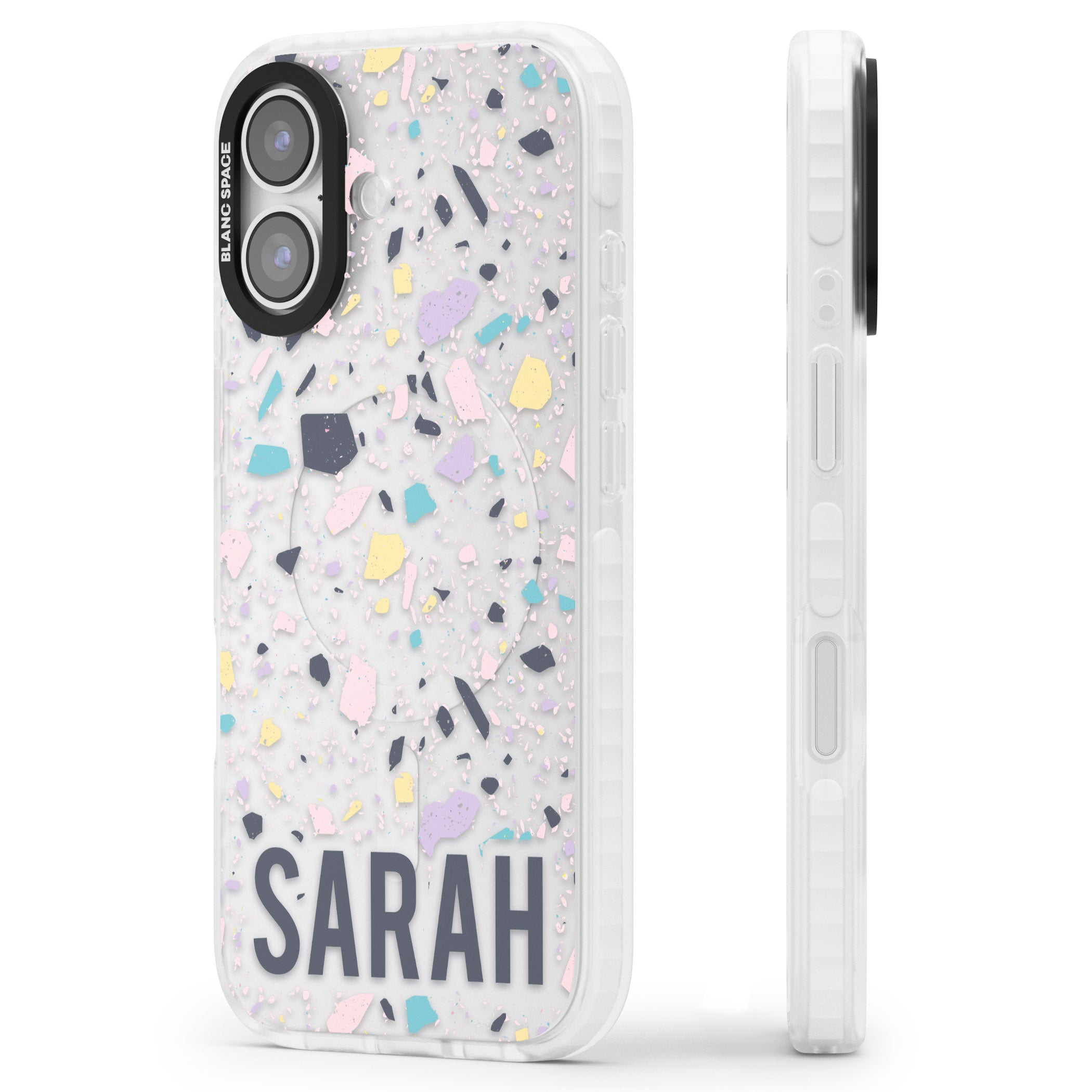 Personalised Pastel Terrazzo iPhone 17 Impact Clear Phone Case Side Profile