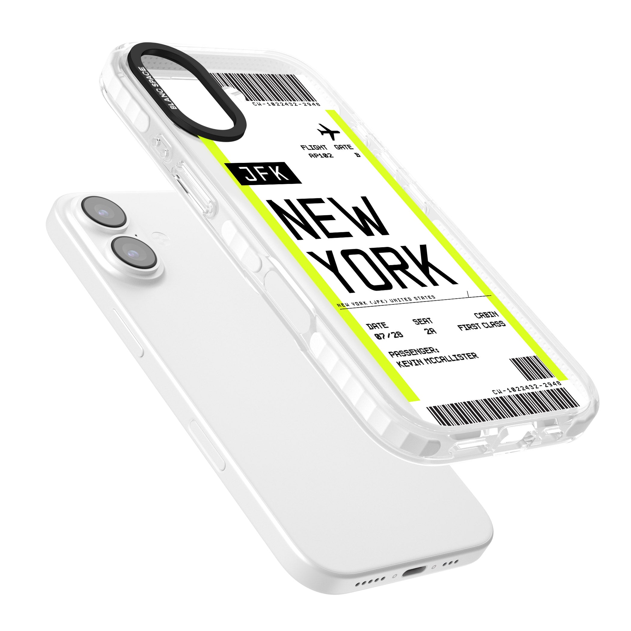 Personalised New York Boarding Pass iPhone 17 Impact Clear Phone Case Colours