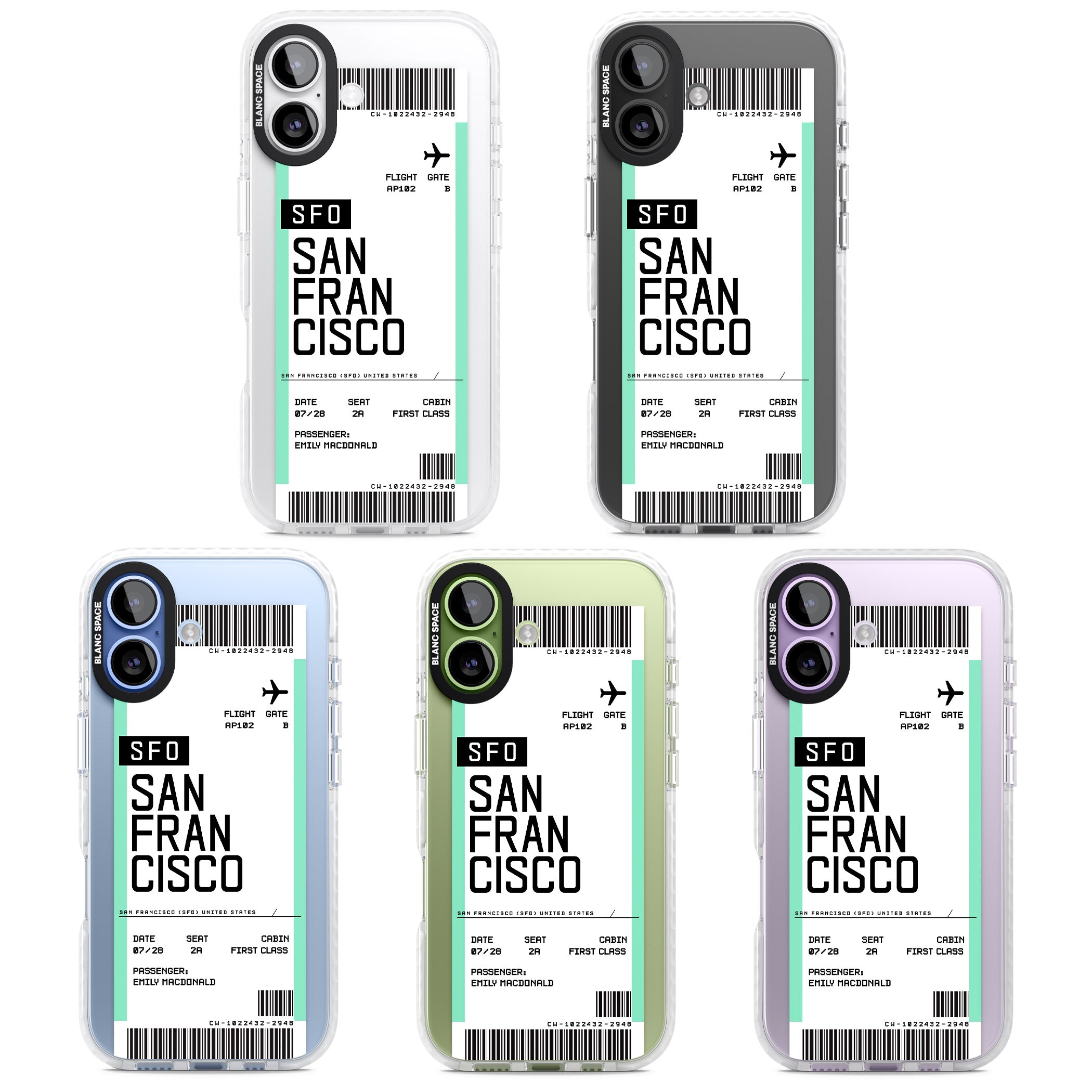 Personalised San Francisco Boarding Pass iPhone 17 Impact Clear Phone Case APT Impact Protection