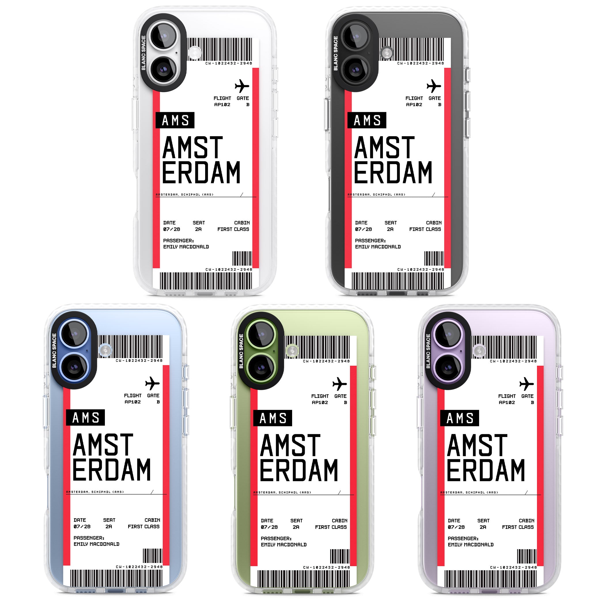 Personalised Amsterdam Boarding Pass iPhone 17 Impact Clear Phone Case APT Impact Protection