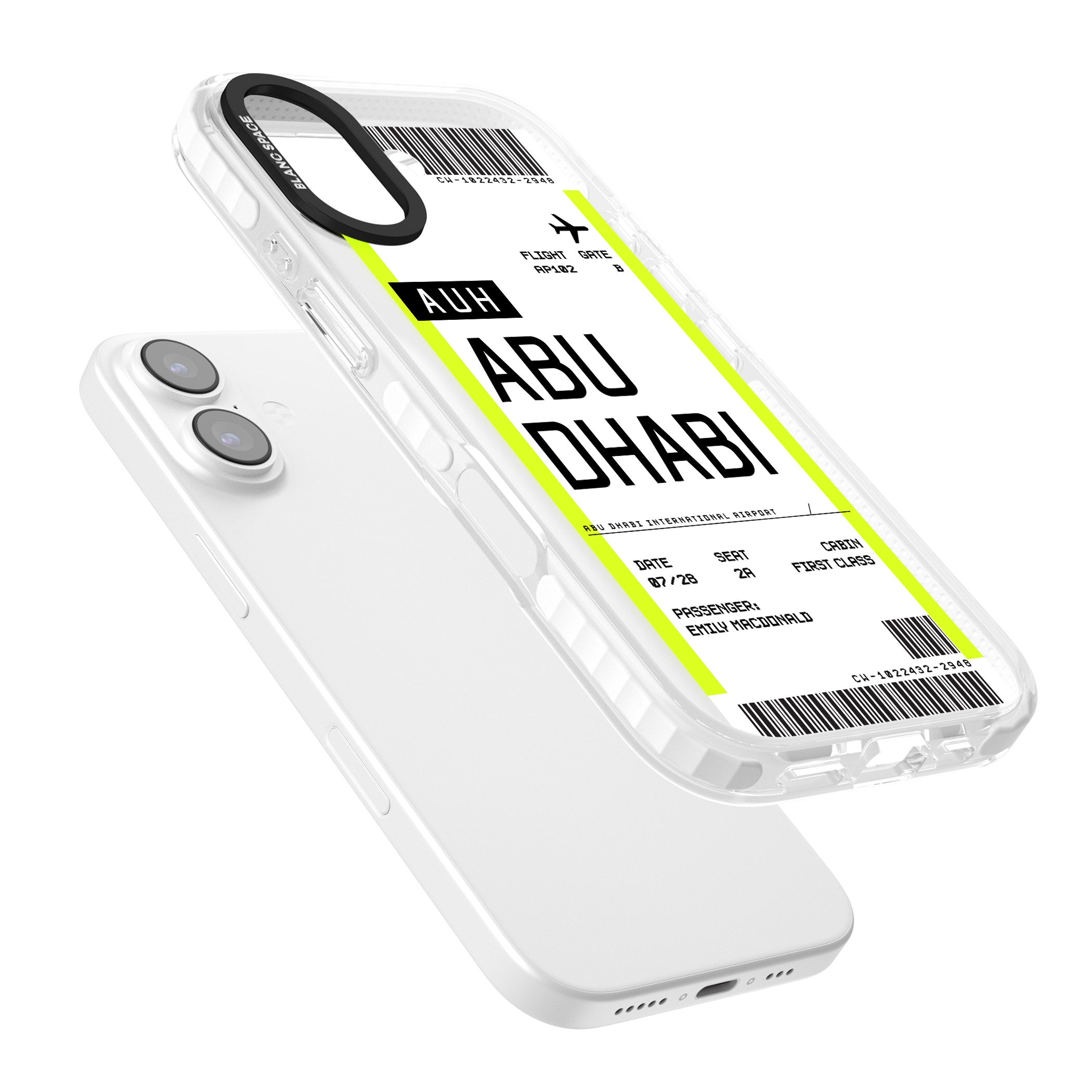 Personalised Abu Dhabi Boarding Pass iPhone 17 Impact Clear Phone Case Colours
