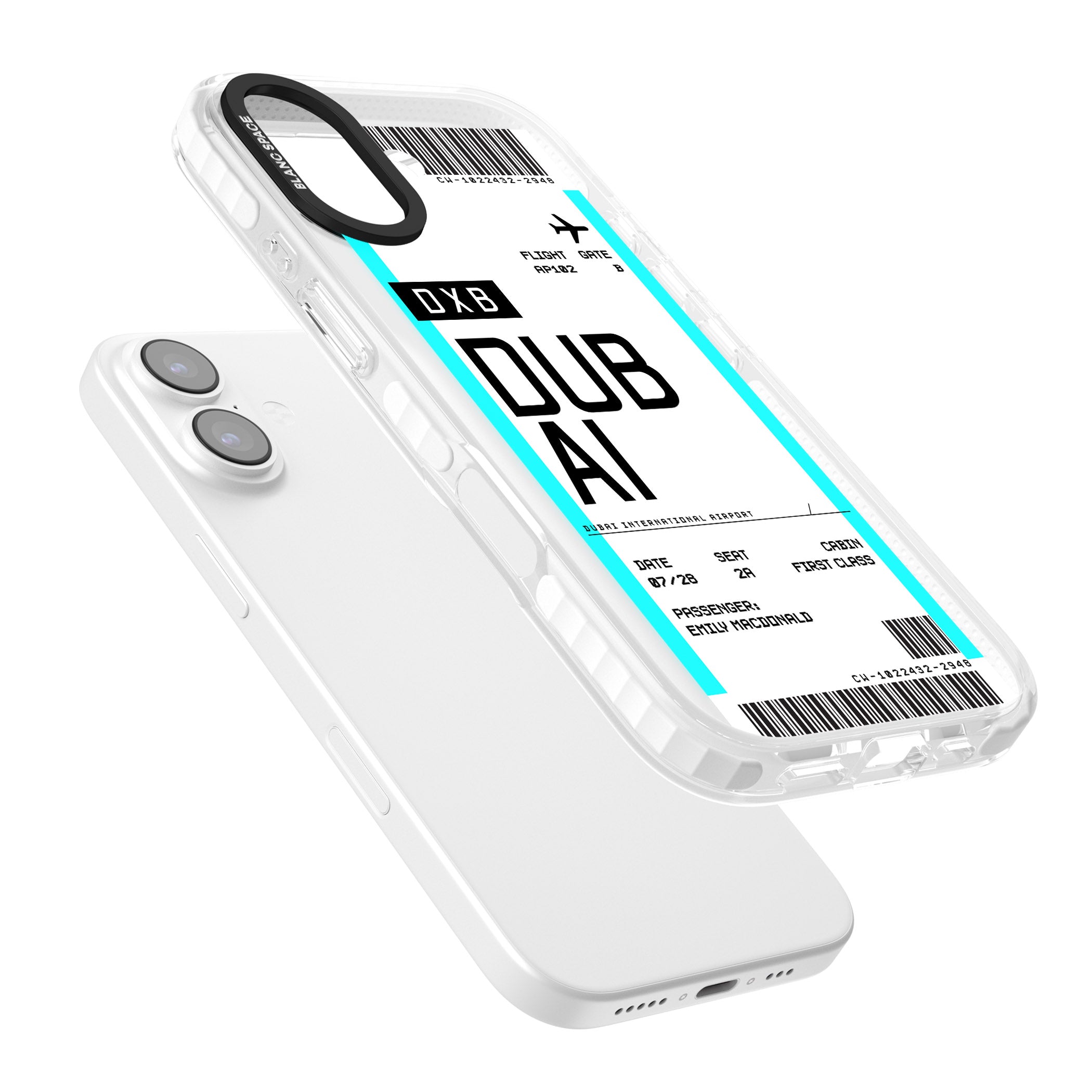Personalised Dubai Boarding Pass iPhone 17 Impact Clear Phone Case Colours
