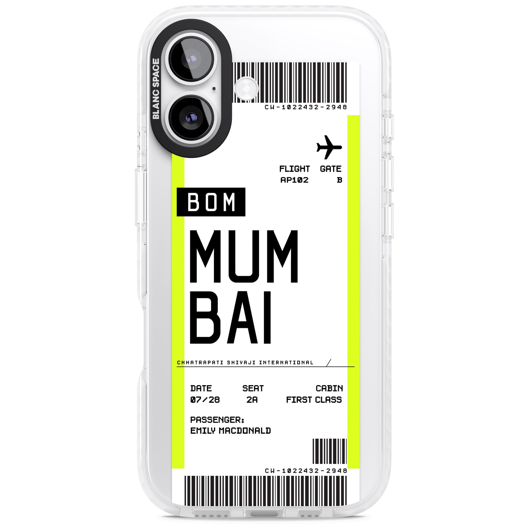 Personalised Mumbai Boarding Pass iPhone 17 Impact Clear Phone Case