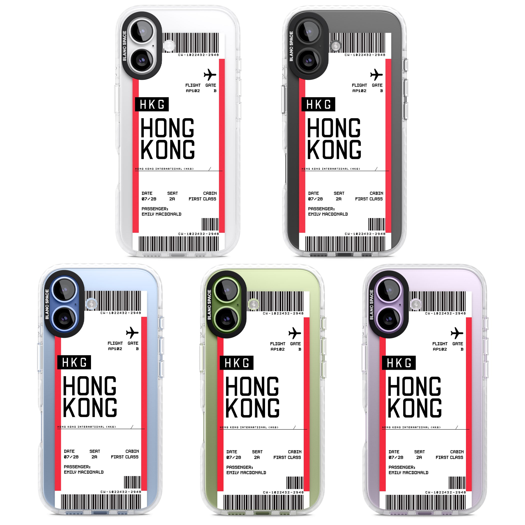 Personalised Hong Kong Boarding Pass iPhone 17 Impact Clear Phone Case APT Impact Protection