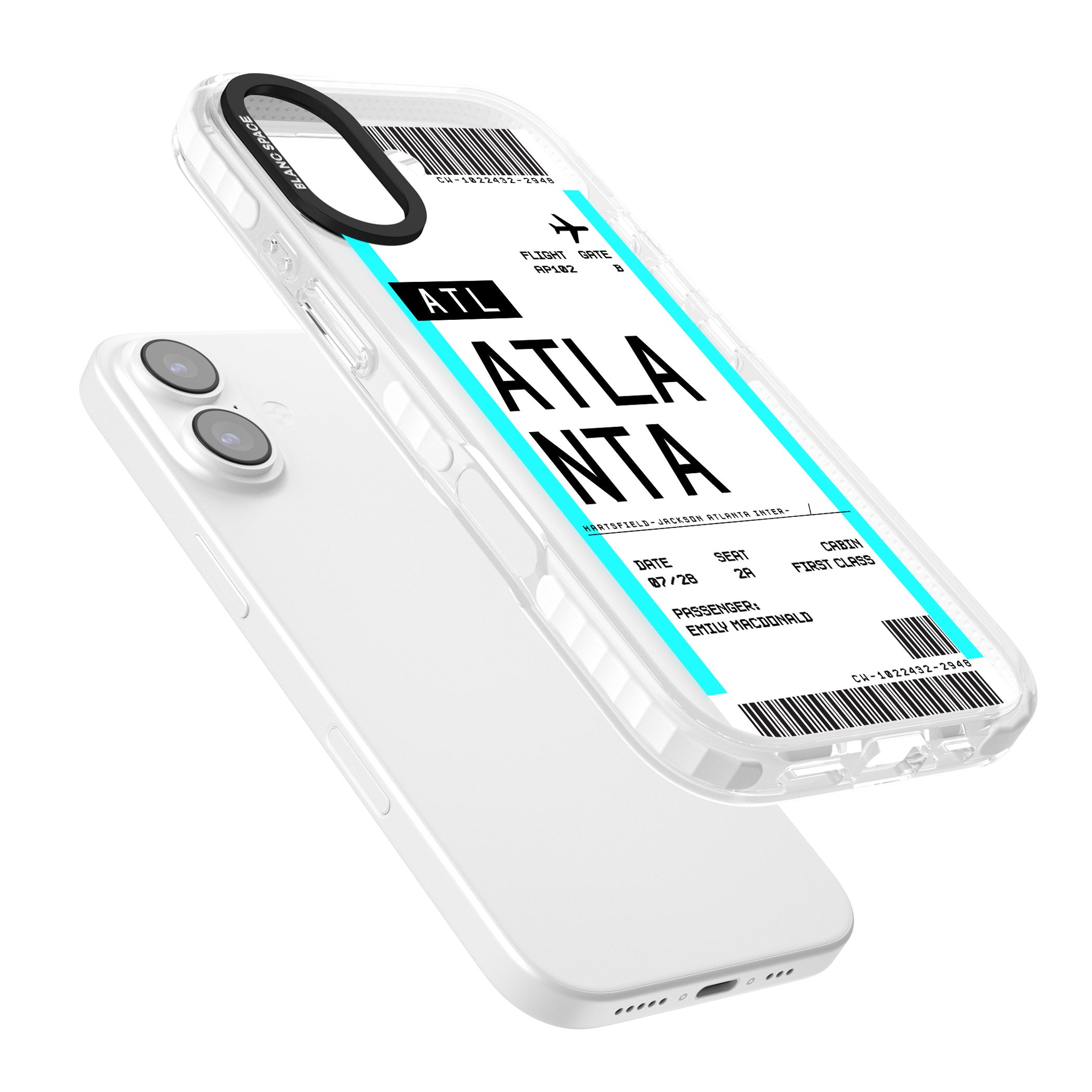 Personalised Atlanta Boarding Pass iPhone 17 Impact Clear Phone Case Colours