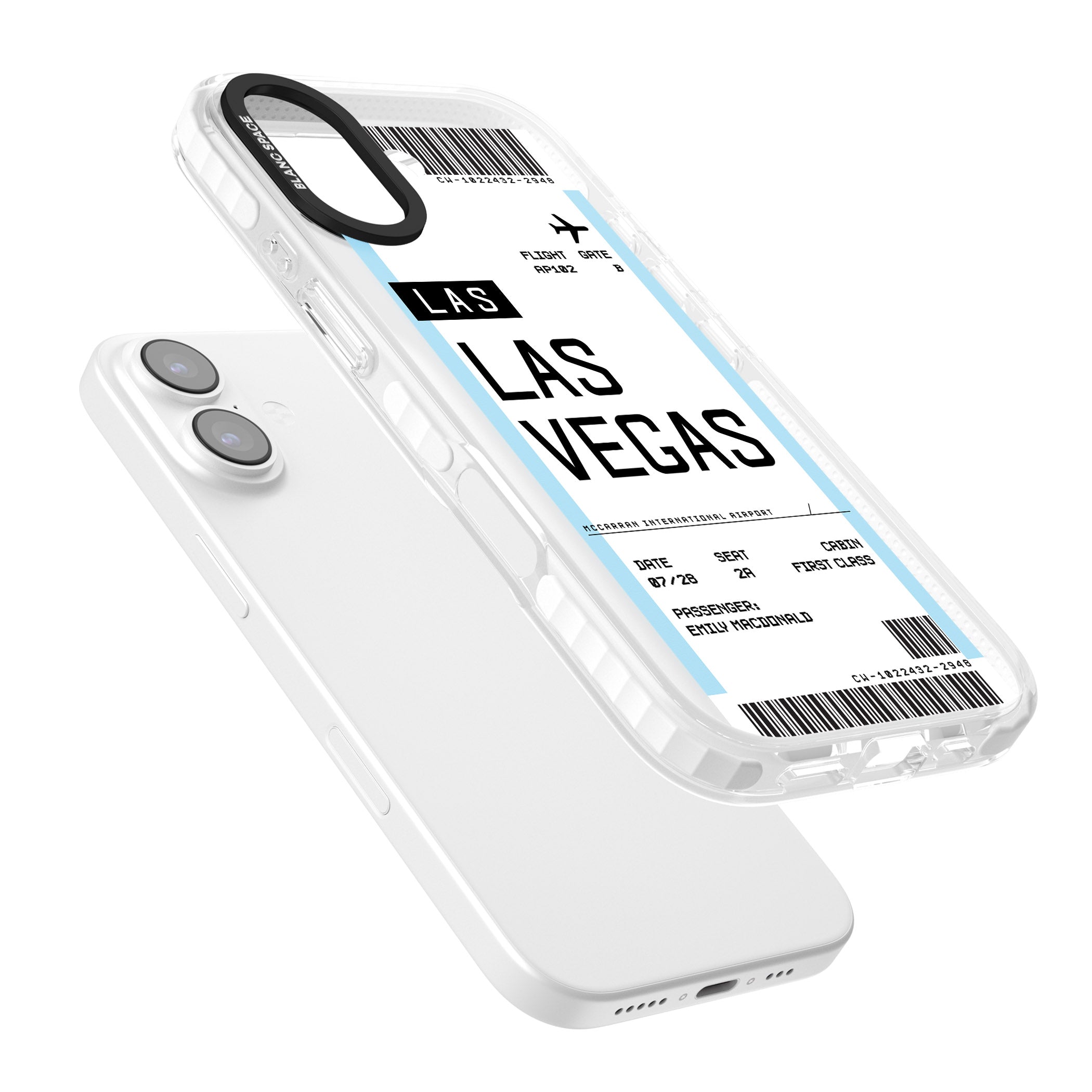 Personalised Las Vegas Boarding Pass iPhone 17 Impact Clear Phone Case Colours