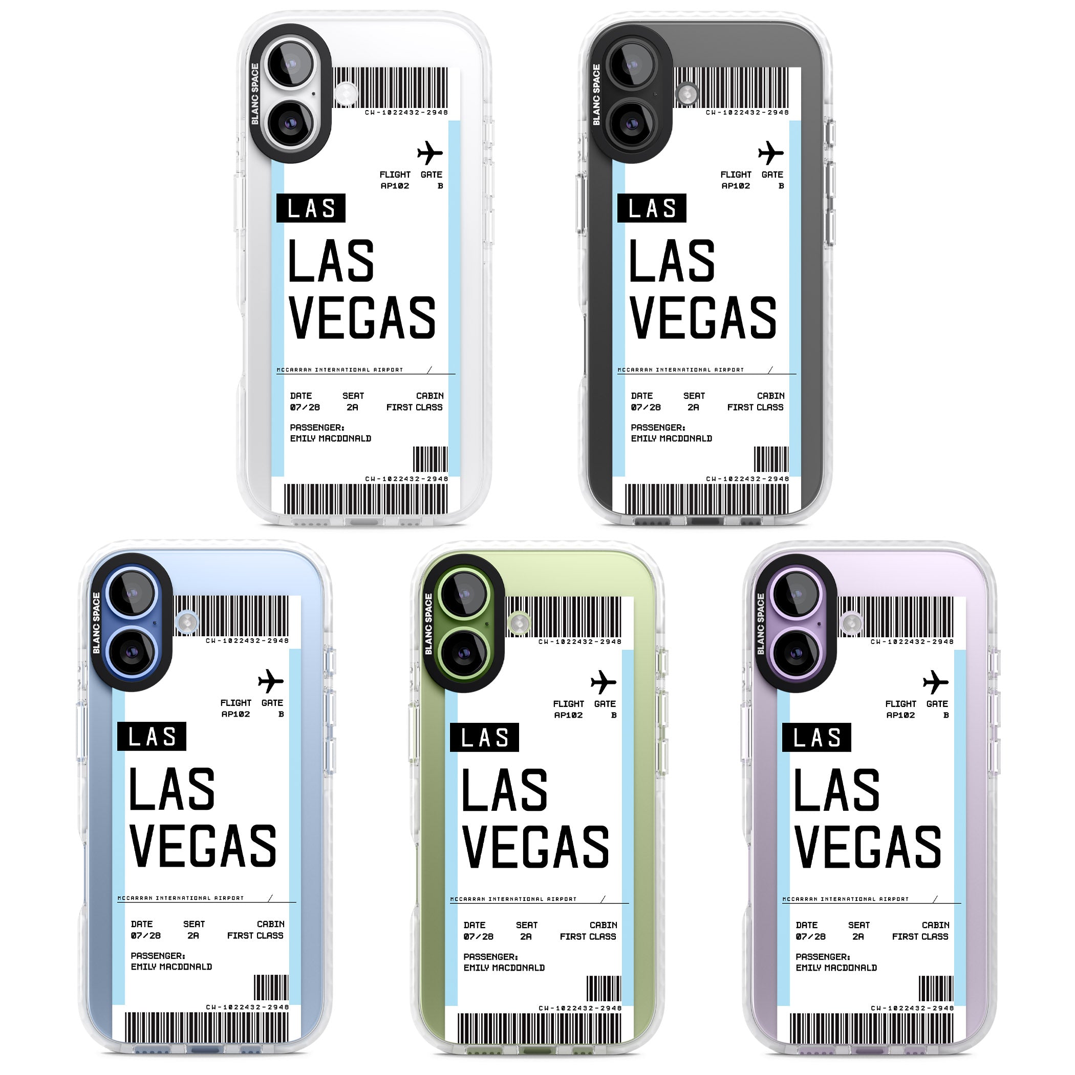 Personalised Las Vegas Boarding Pass iPhone 17 Impact Clear Phone Case APT Impact Protection