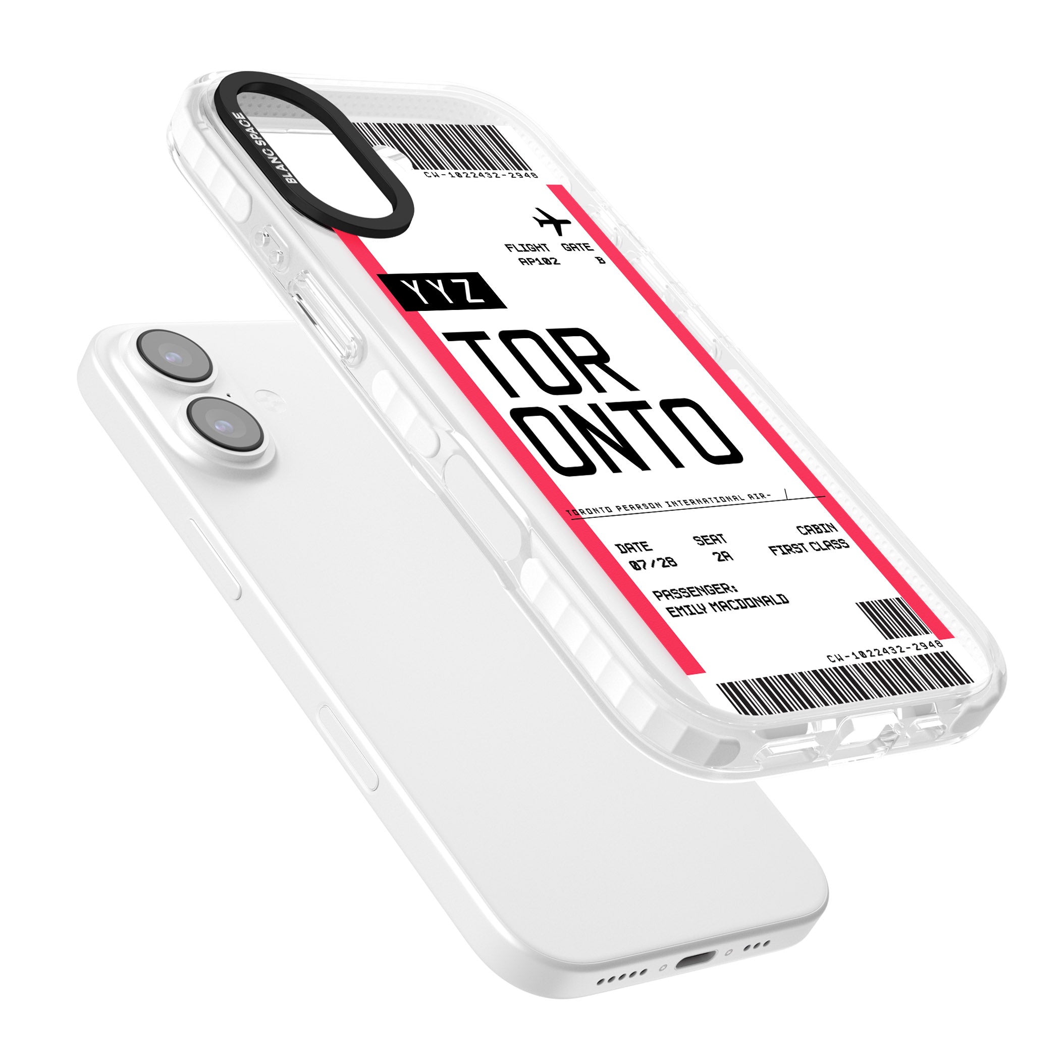 Personalised Toronto Boarding Pass iPhone 17 Impact Clear Phone Case Colours