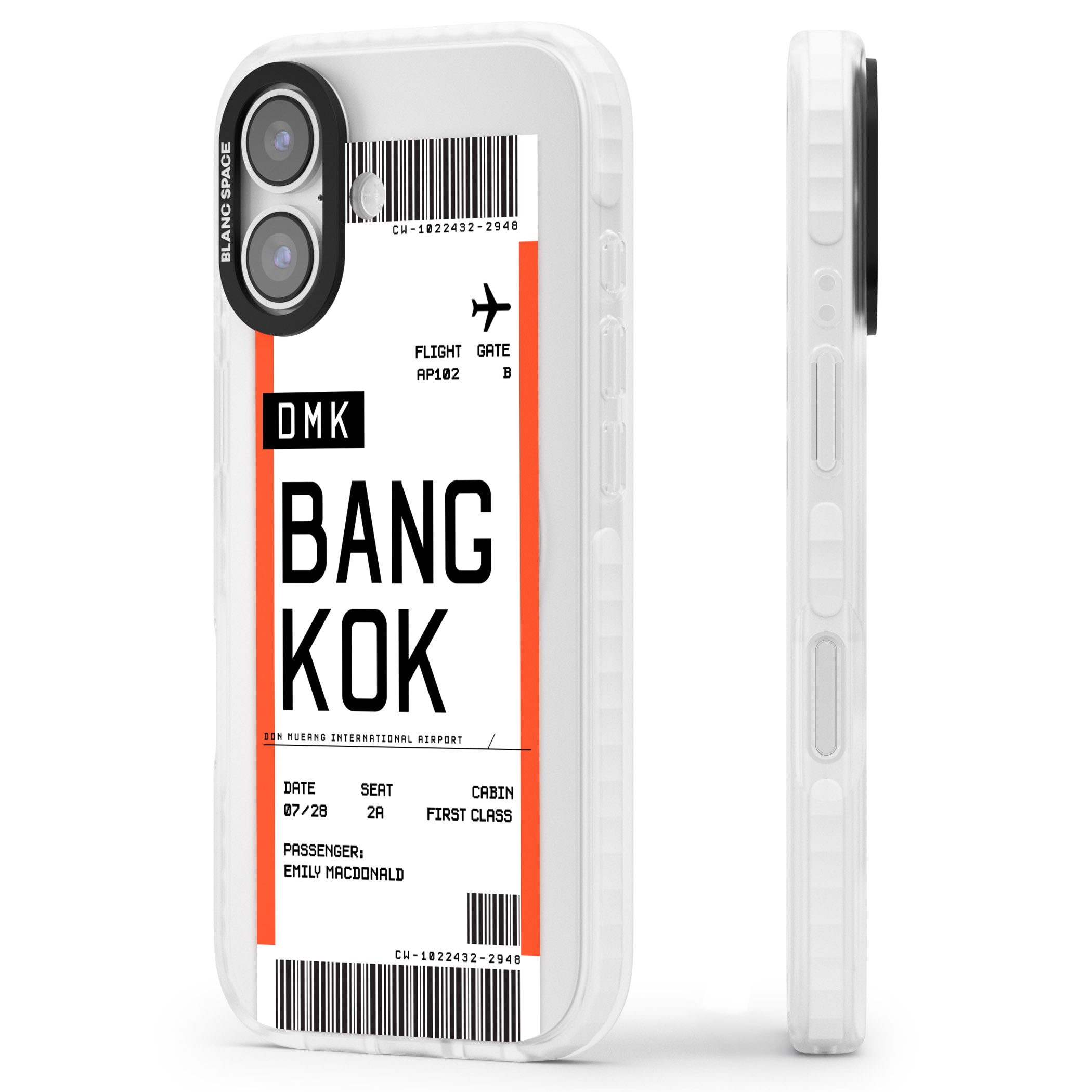 Personalised Bangkok Boarding Pass iPhone 17 Impact Clear Phone Case Side Profile