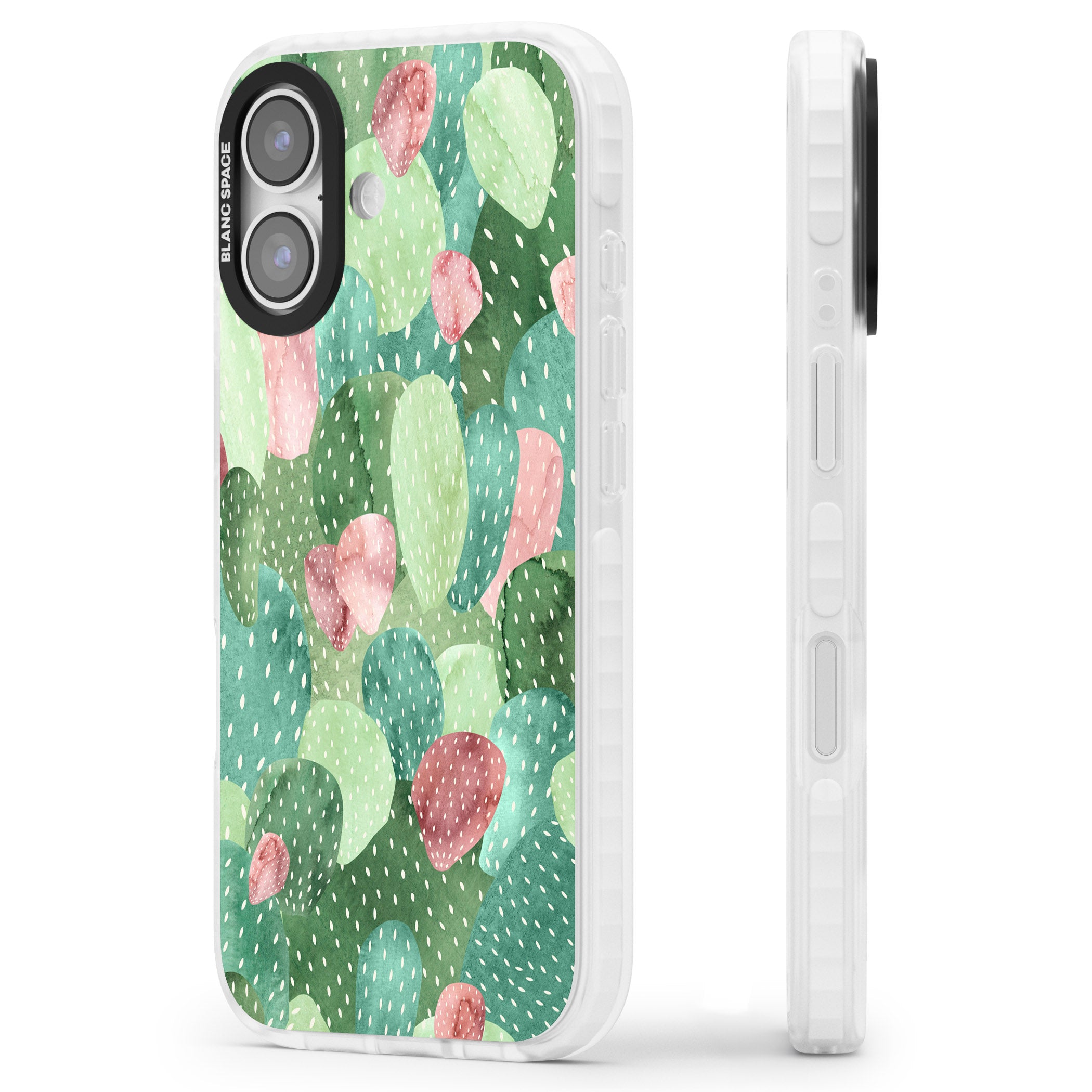 Cactus Charm iPhone 17 Impact Clear Phone Case Side Profile