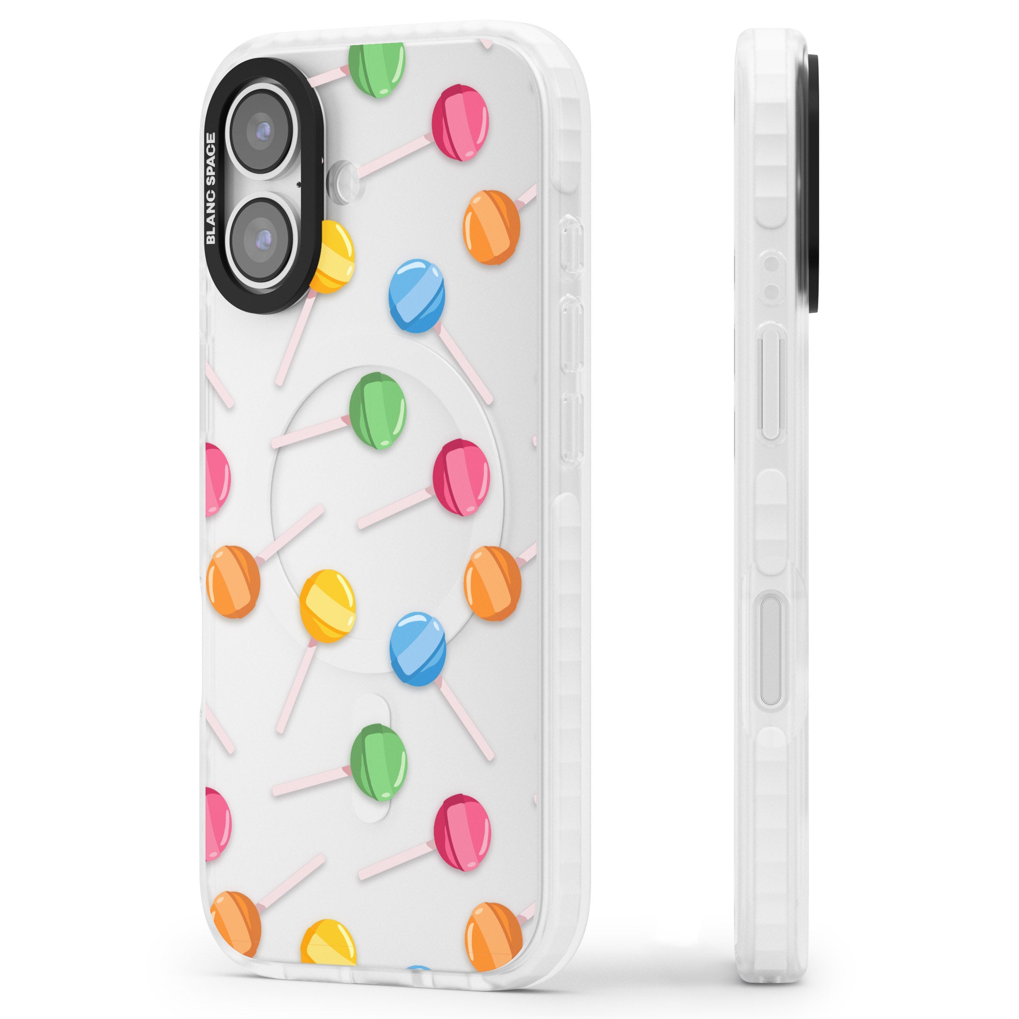 Lollipop Pattern iPhone 17 Impact Clear Phone Case Side Profile