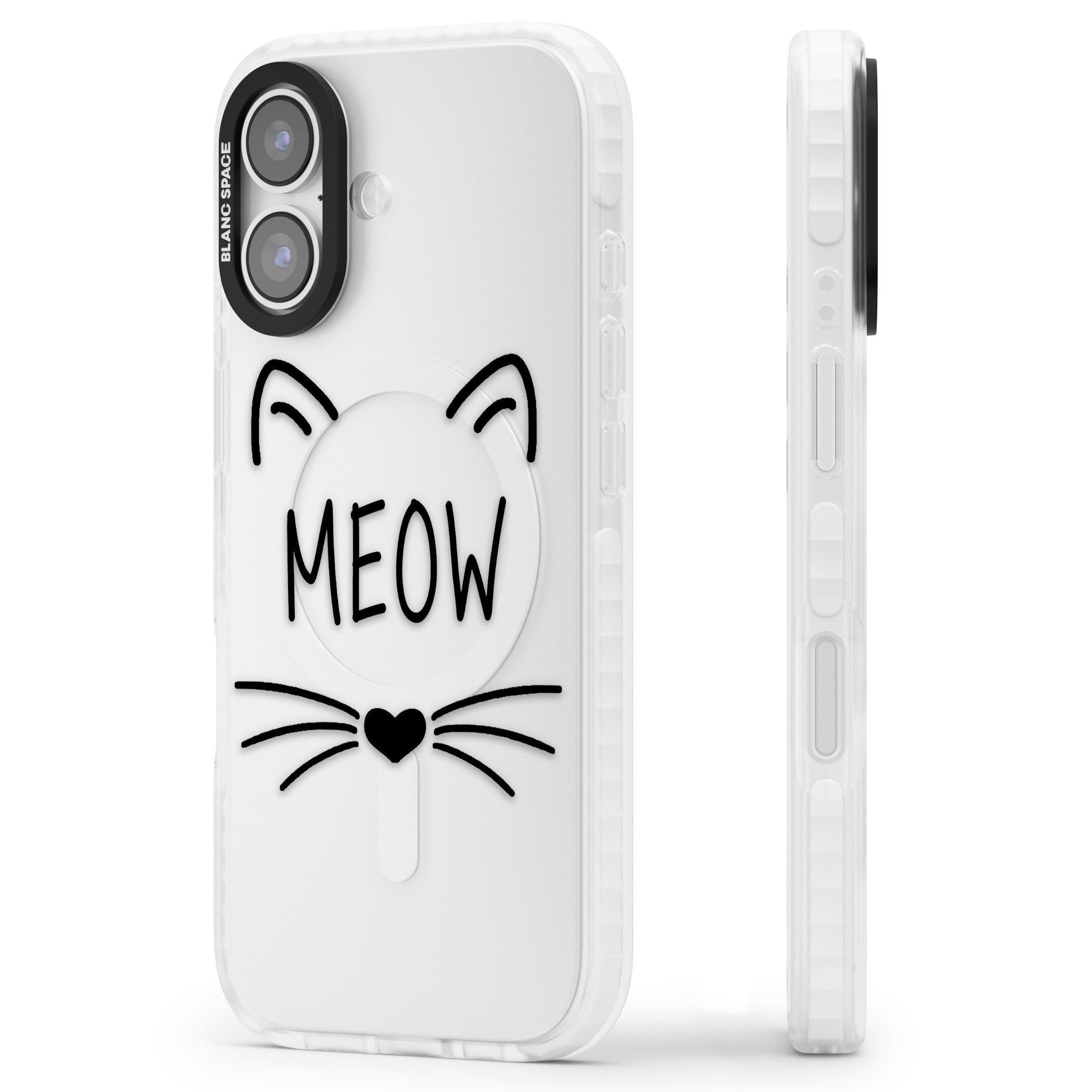 Cat Whiskers iPhone 17 Impact Clear Phone Case Side Profile