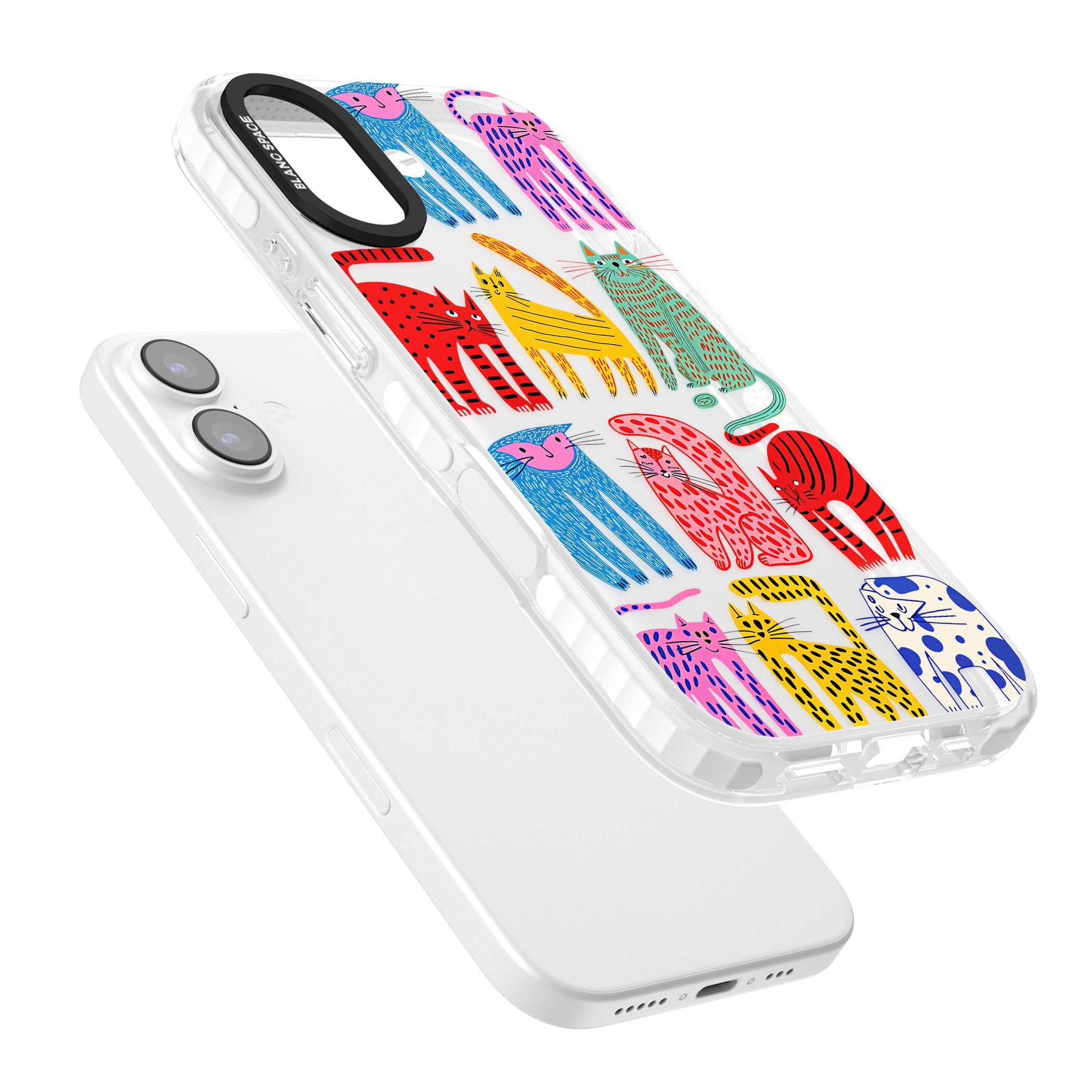 Abstract Colourful Cats iPhone 17 Impact Clear Phone Case Colours