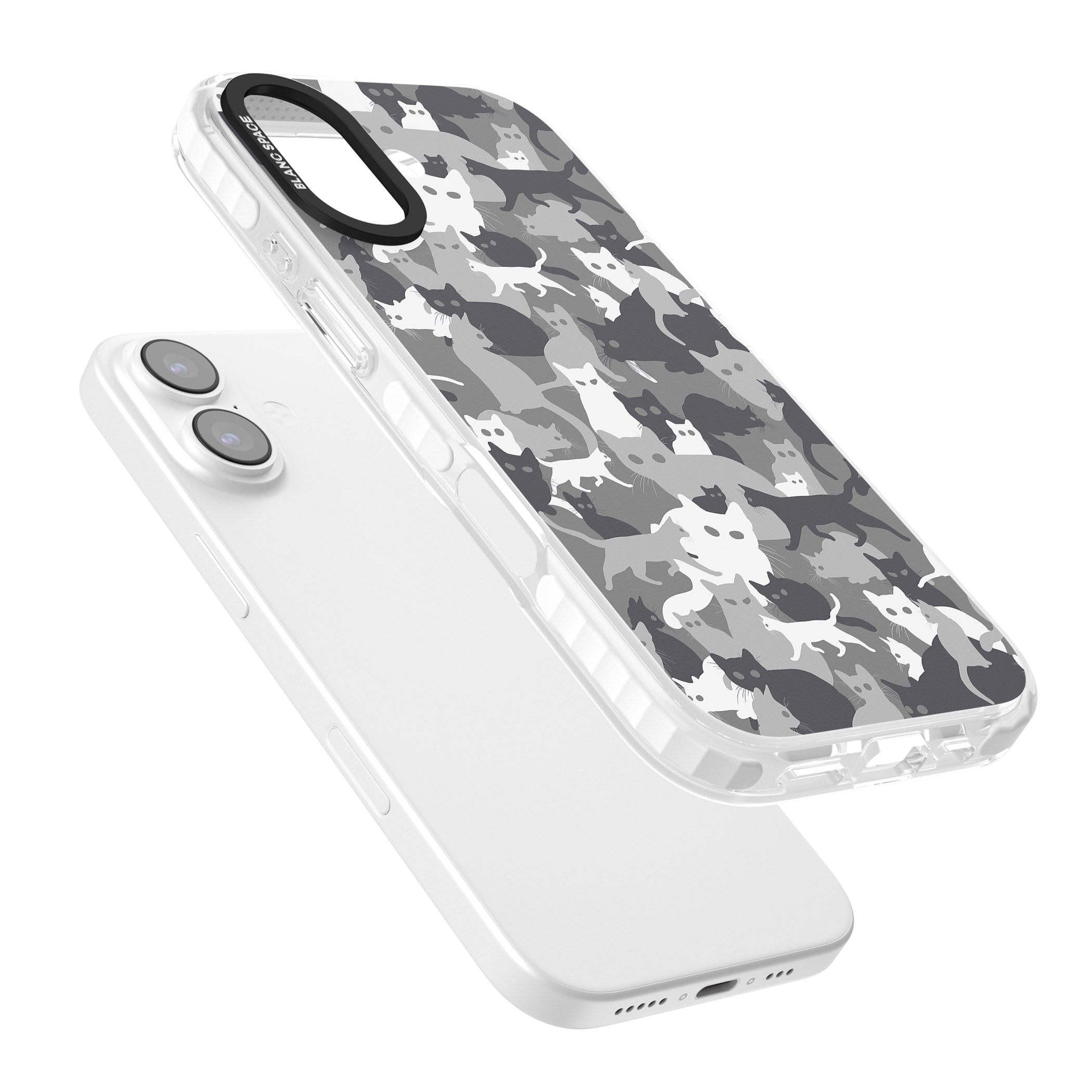 Dark Grey Cat Camouflage iPhone 17 Impact Clear Phone Case Colours