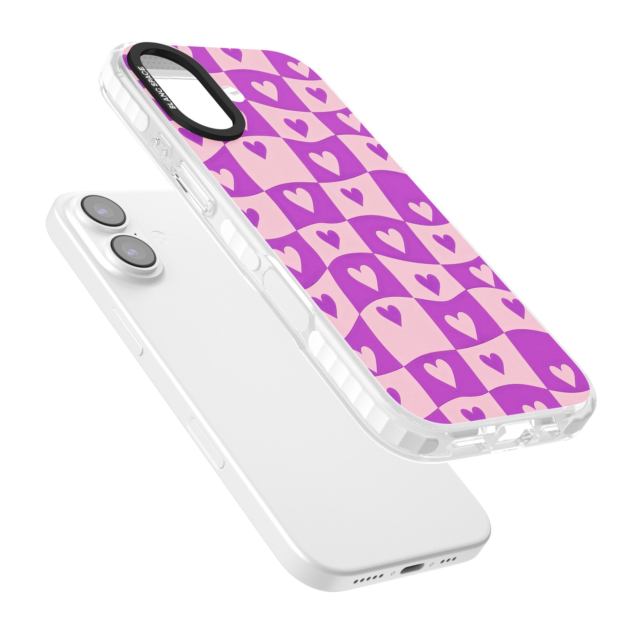 Purple Wavy Checked Hearts iPhone 17 Impact Clear Phone Case Colours