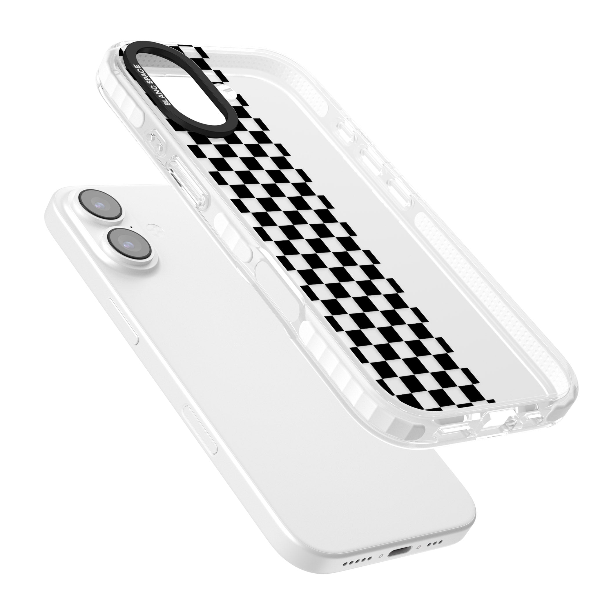 Checker: Half Black Check On Clear iPhone 17 Impact Clear Phone Case Colours