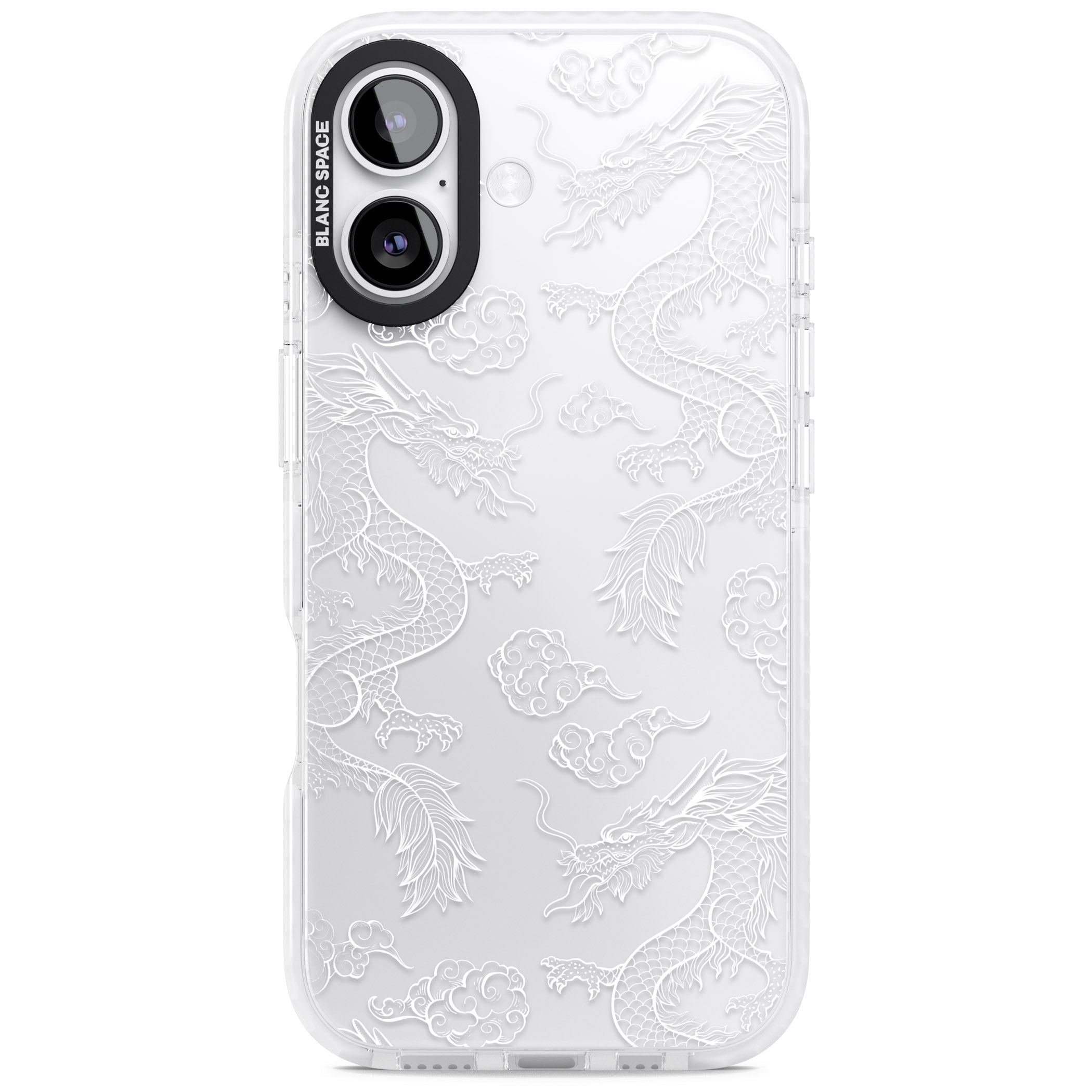 White Dragon Pattern iPhone 17 Impact Clear Phone Case