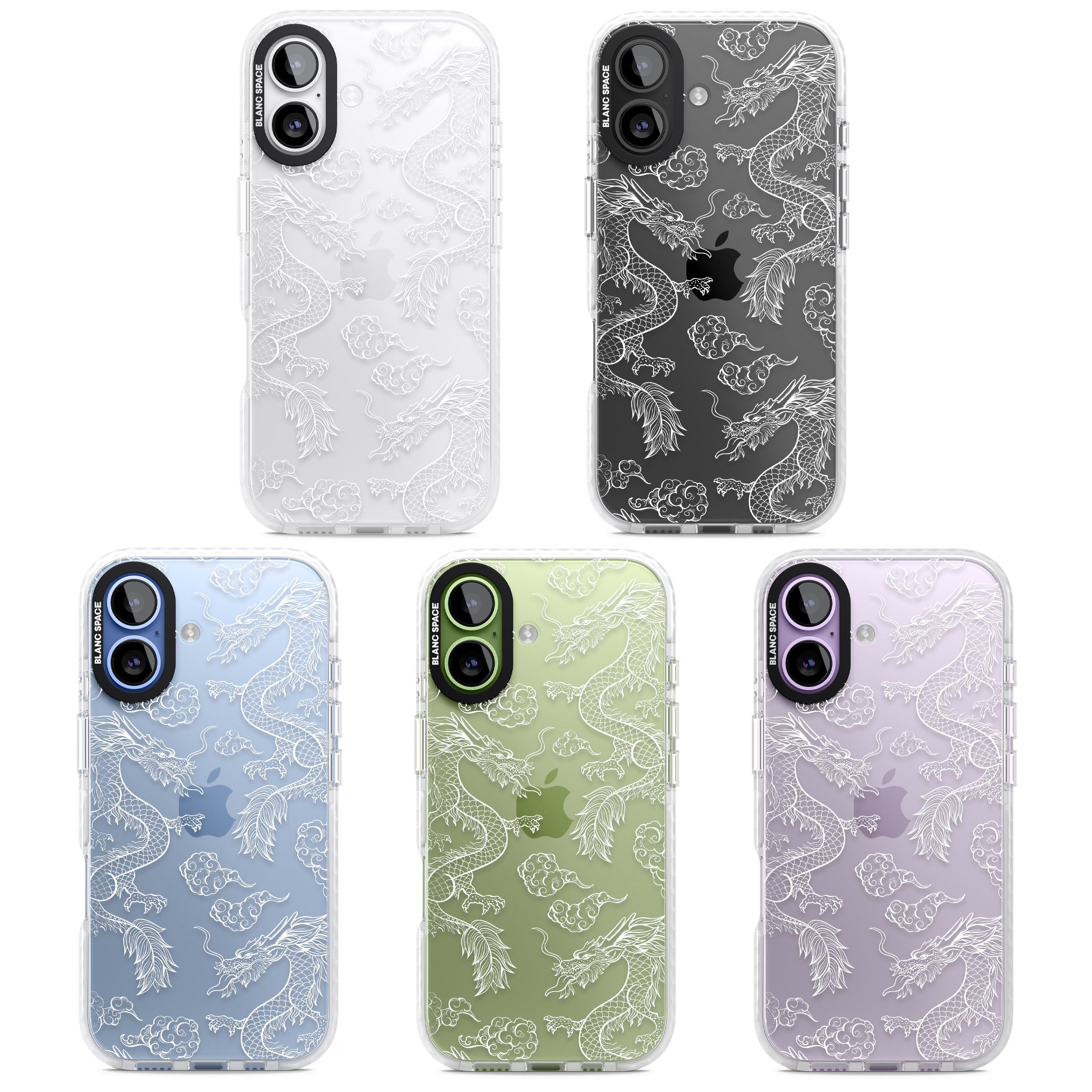 White Dragon Pattern iPhone 17 Impact Clear Phone Case APT Impact Protection