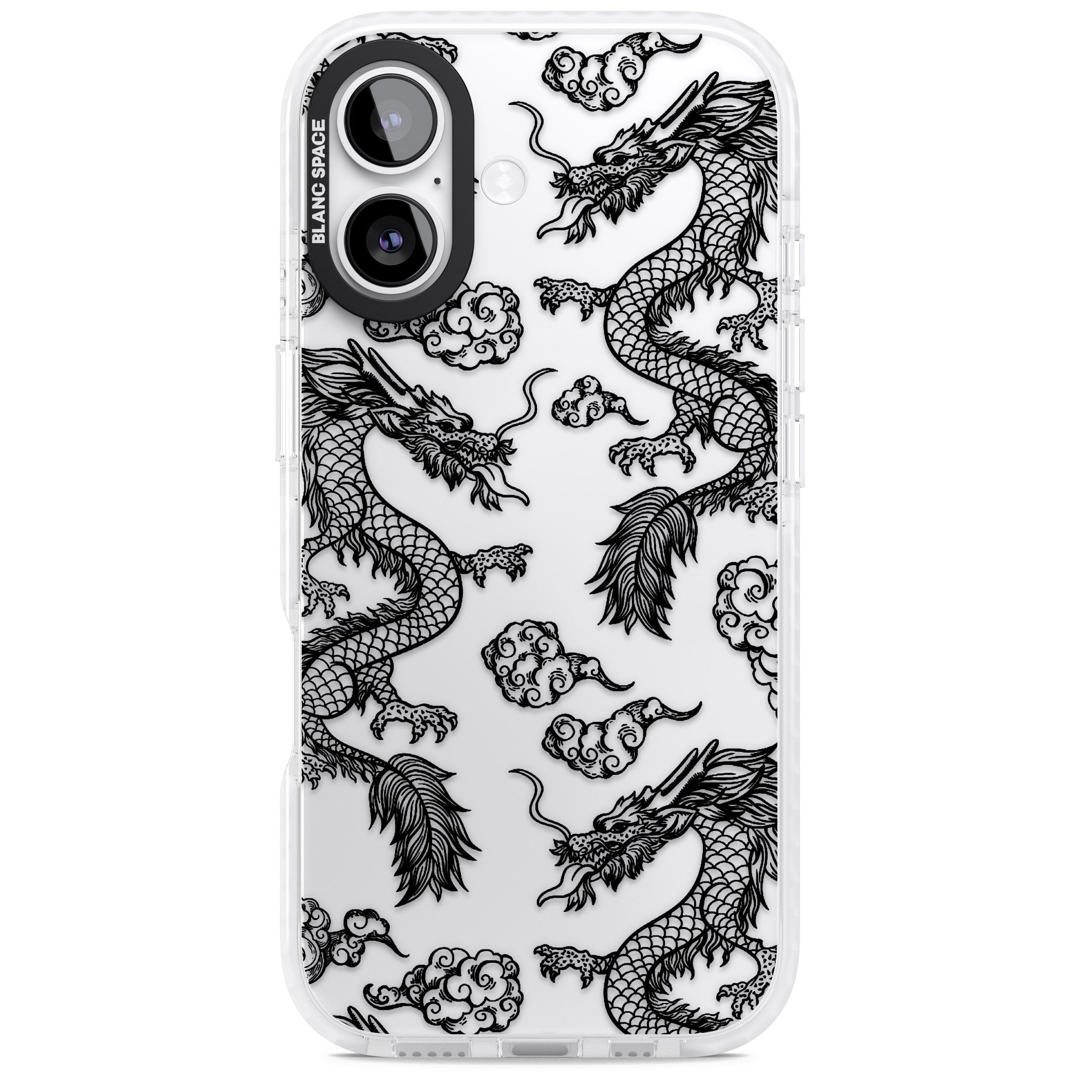 Black Dragon Pattern iPhone 17 Impact Clear Phone Case