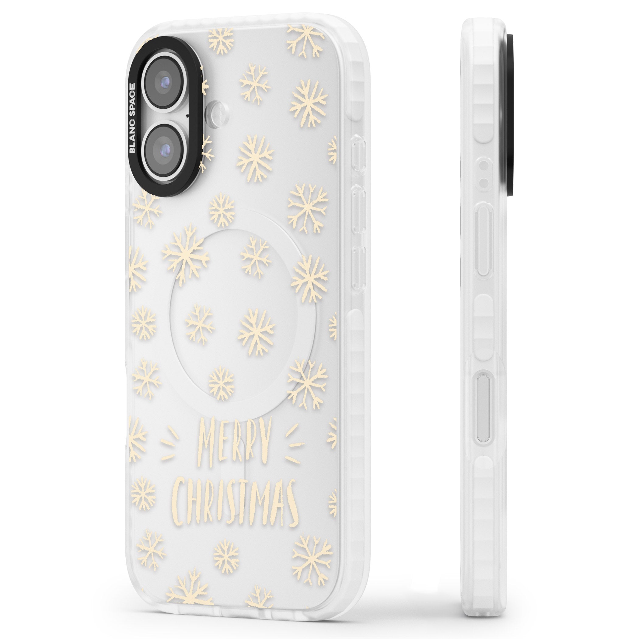 Christmas Snowflake Pattern iPhone 17 Impact Clear Phone Case Side Profile
